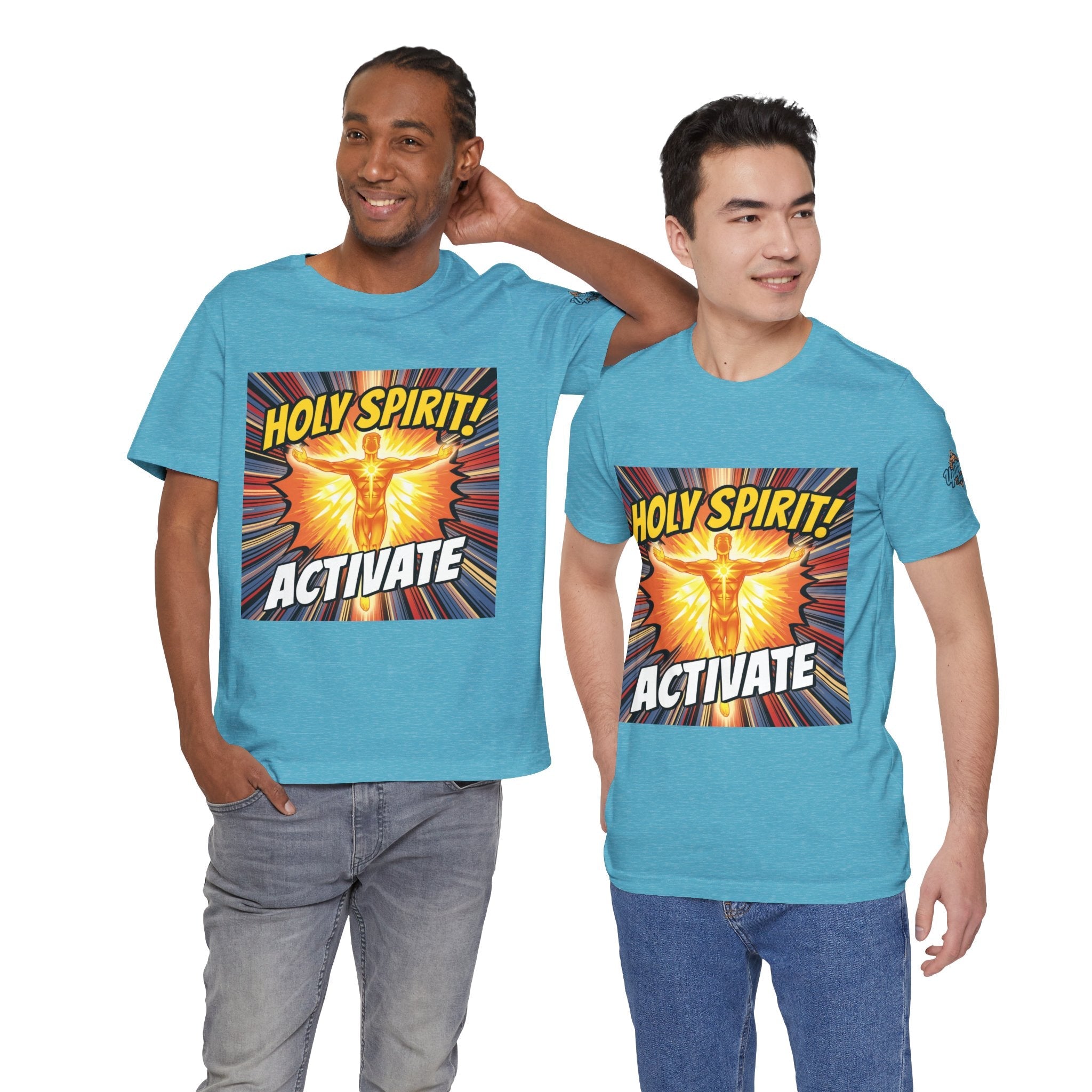 Holy Spirit Activate T-shirt – Superhero Christian T-shirt with Vibrant Power-Up Design for Faith-Fueled Boldness Printify