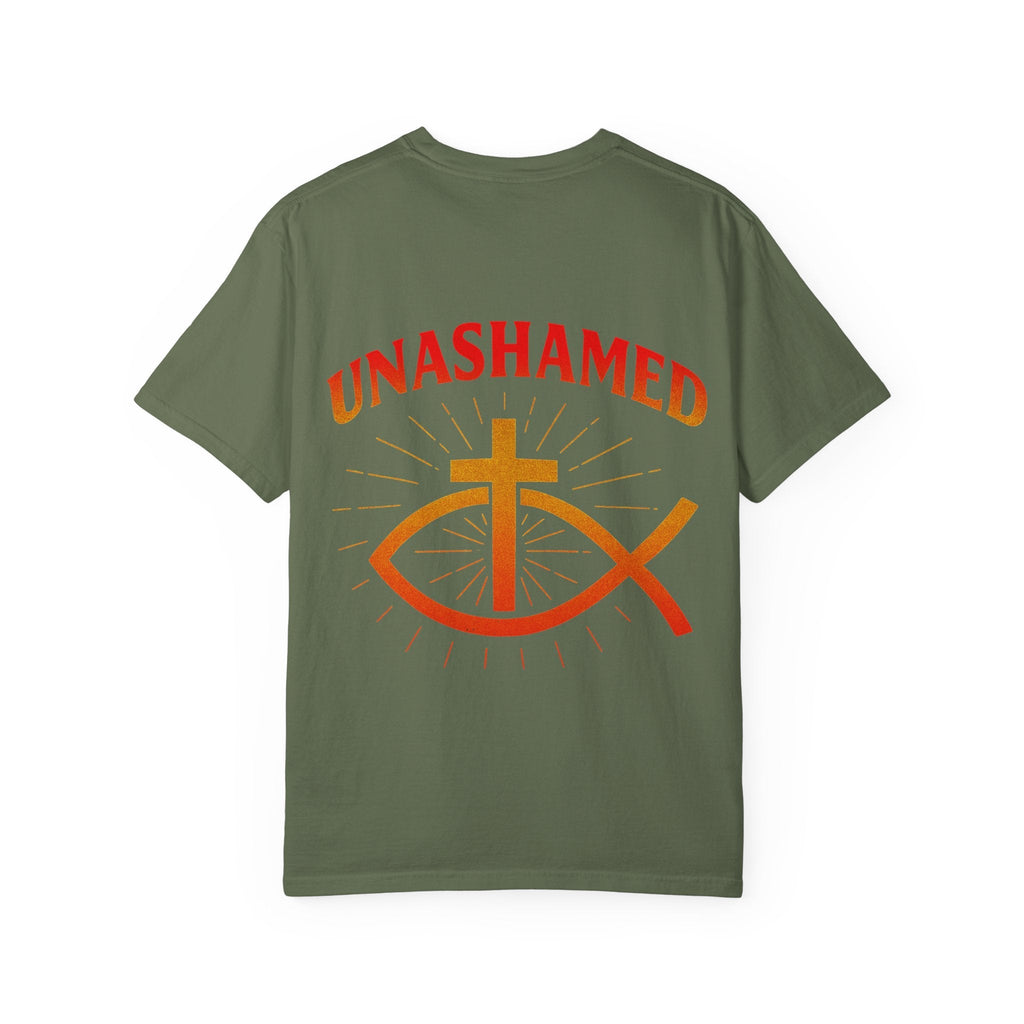 Unashamed T-shirt – Ichthys Jesus Fish & Cross Christian Sweatshirt for Romans 1:16 Bold Faith Printify
