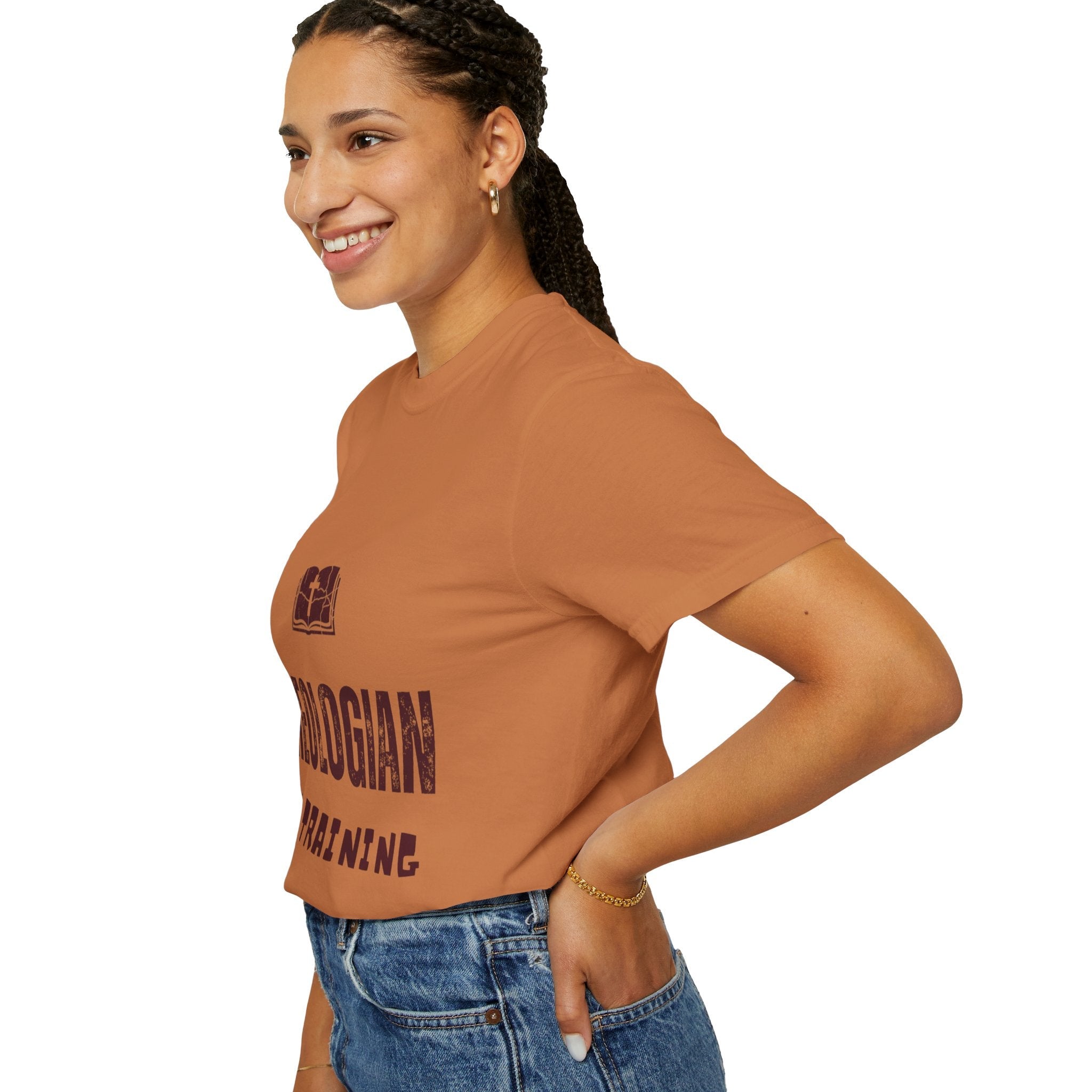 Theologian in Training T-Shirt – Open Bible & Cross Christian Tee for Faithful Learners Printify