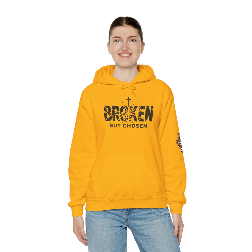 Broken But Chosen Hoodie — Christian Faith Graphic Sweatshirt Printify