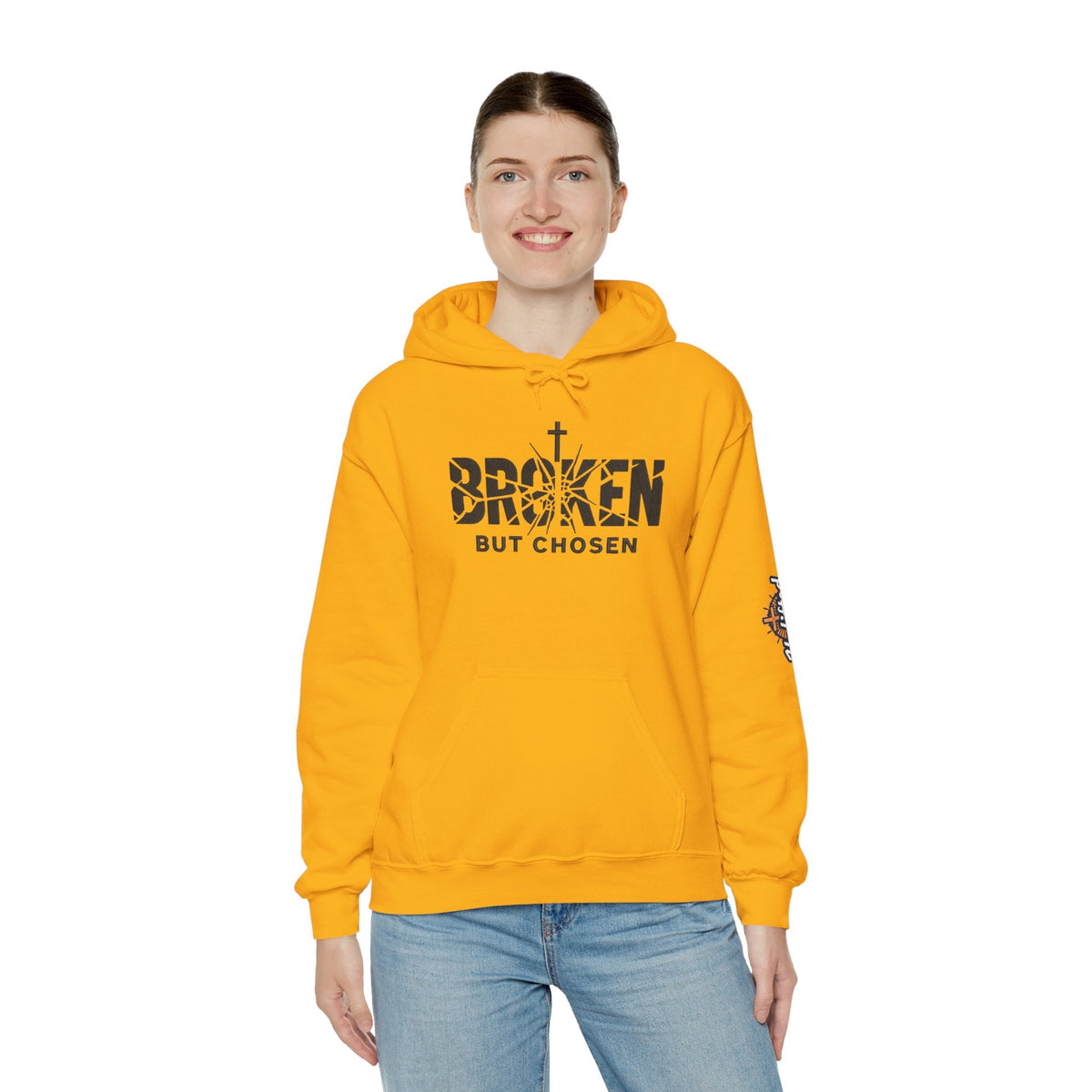 Broken But Chosen Hoodie — Christian Faith Graphic Sweatshirt Printify