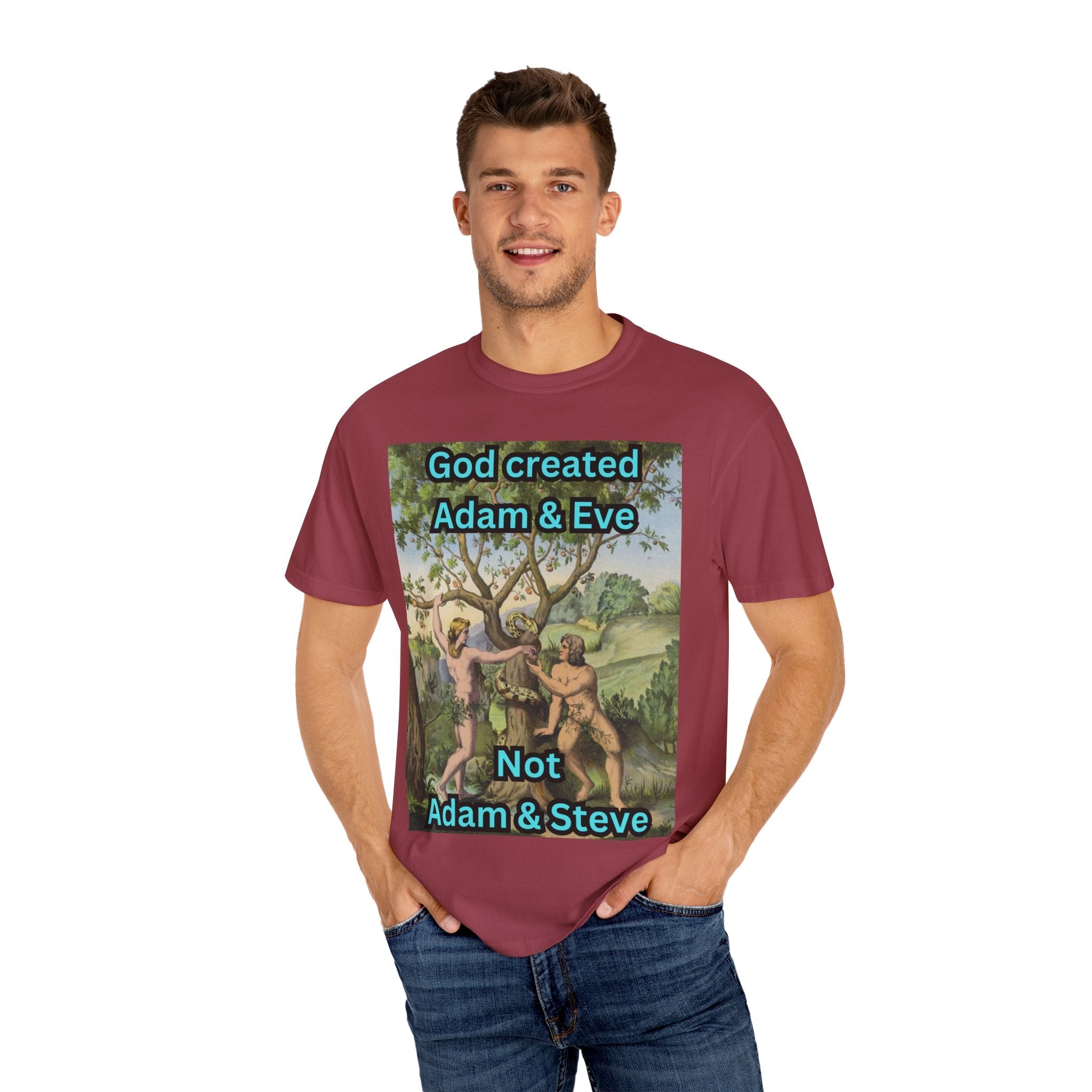 God Created Adam and Eve T-Shirt – Biblical Truth Christian Tee for Bold Faith Printify