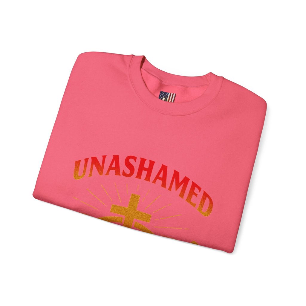 Unashamed Sweatshirt – Ichthys Jesus Fish & Cross Christian Sweatshirt for Romans 1:16 Bold Faith Printify