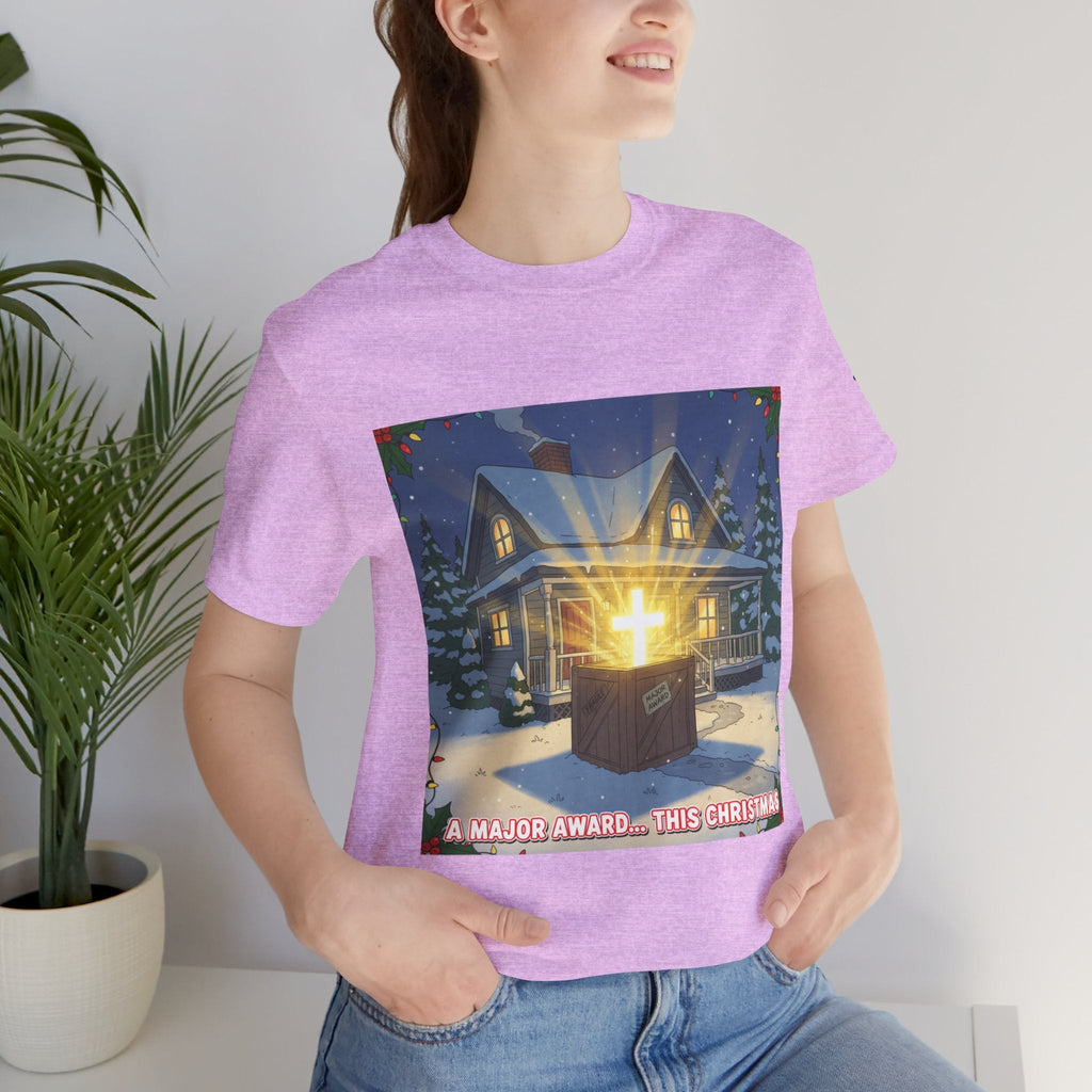 A Major Award This Christmas T-shirt – Fragile Leg Lamp Parody Cross Unboxing Christian T-shirt for Hilarious Faith & Holiday Glow Printify