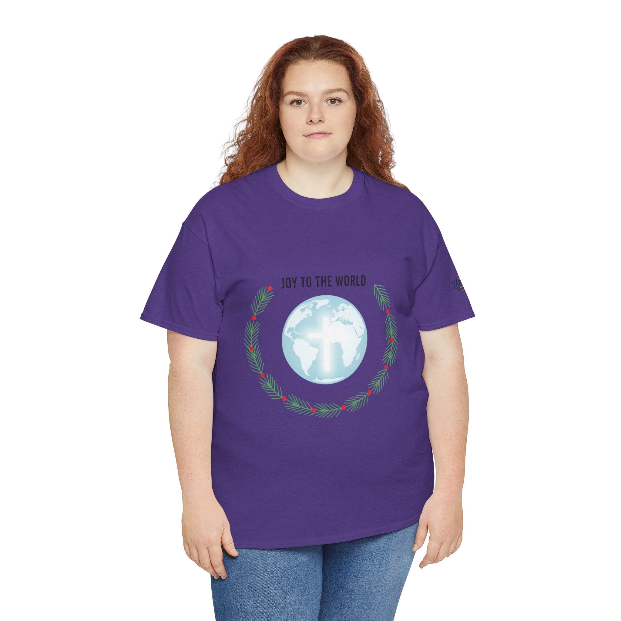 Joy to the World T-shirt – Wreath Earth Nativity Christian Christmas T-shirt for Isaiah 9:6 Holiday Faith & Festive Joy Printify