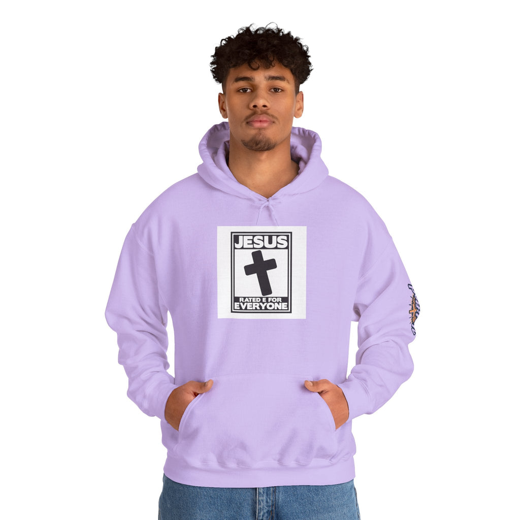 Jesus, Rated E for Everyone Hoodie - Gamer Faith Hoodie - Christian Video Game Parody Printify