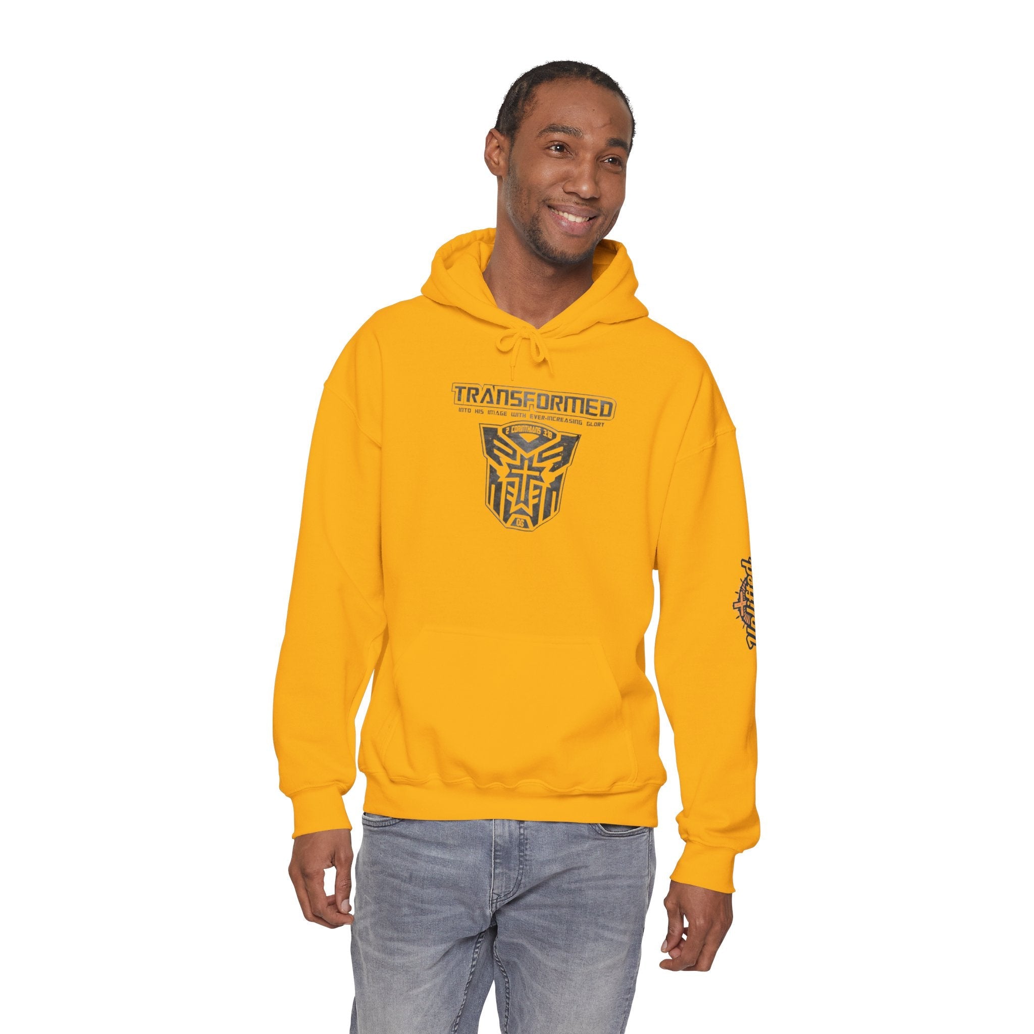 Transformer Logo Christian Hoodie | 2 Corinthians 3:18 Bible Verse Hoodie Printify