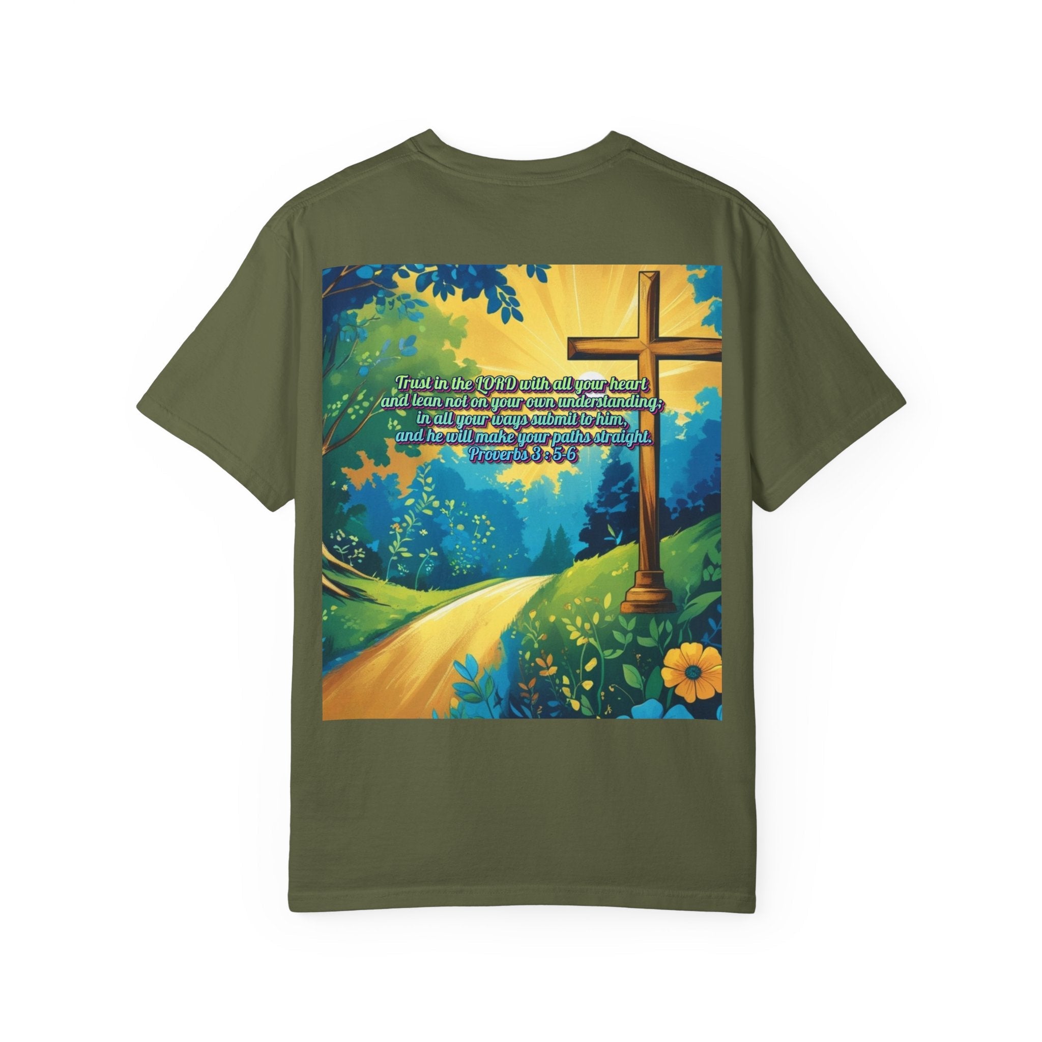 Trust in The Lord Proverbs 3:5-6 Biblical Design Unisex Garment-Dyed T-shirt Printify
