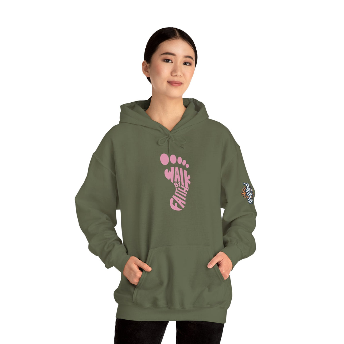 Walk By Faith Footprint Hoodie Printify