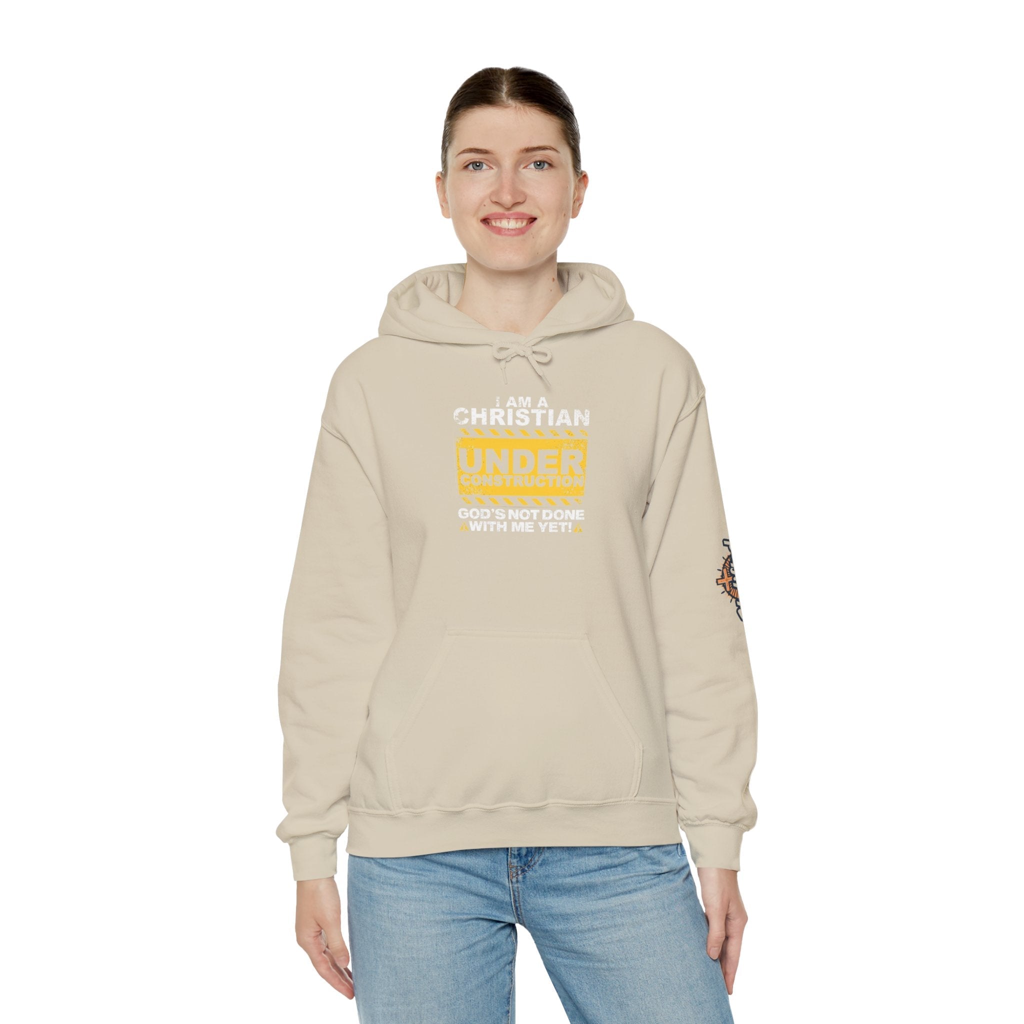 Christian Under Construction Hoodie | God Is Not Done With Me Yet Hoodie Printify
