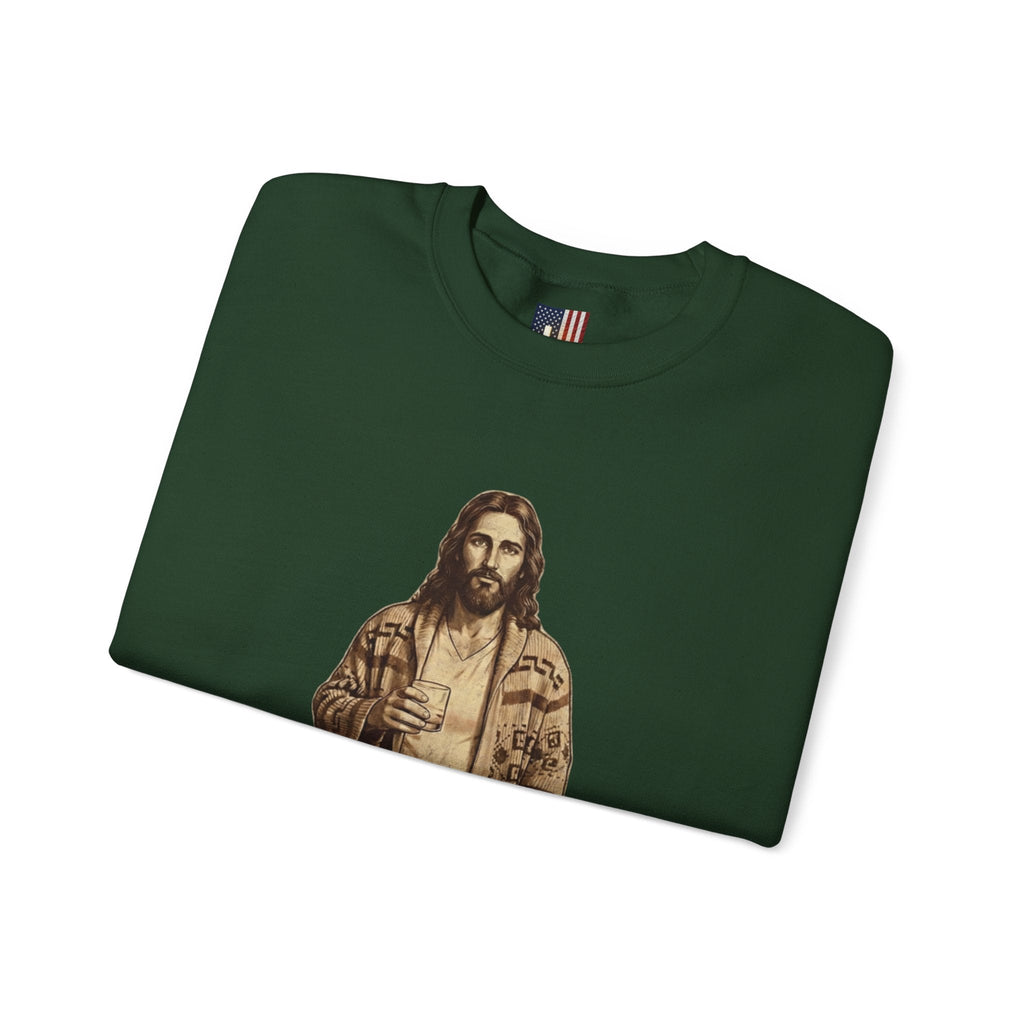 Abide Jesus Sweatshirt — Vintage 'The Dude' Religious Graphic Sweatshirt Printify