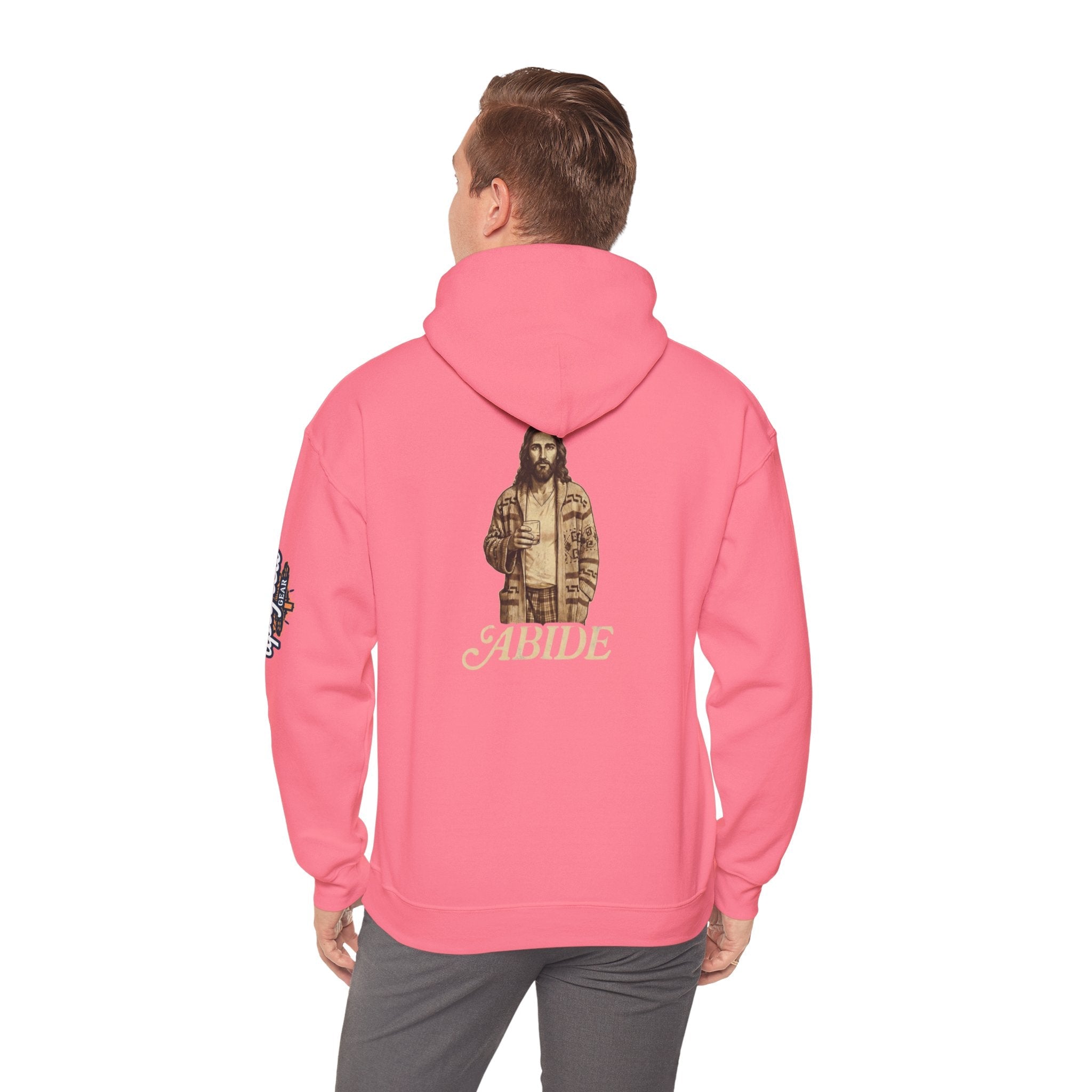 Abide Jesus Hoodie — Vintage 'The Dude' Religious Graphic Hoodie Printify