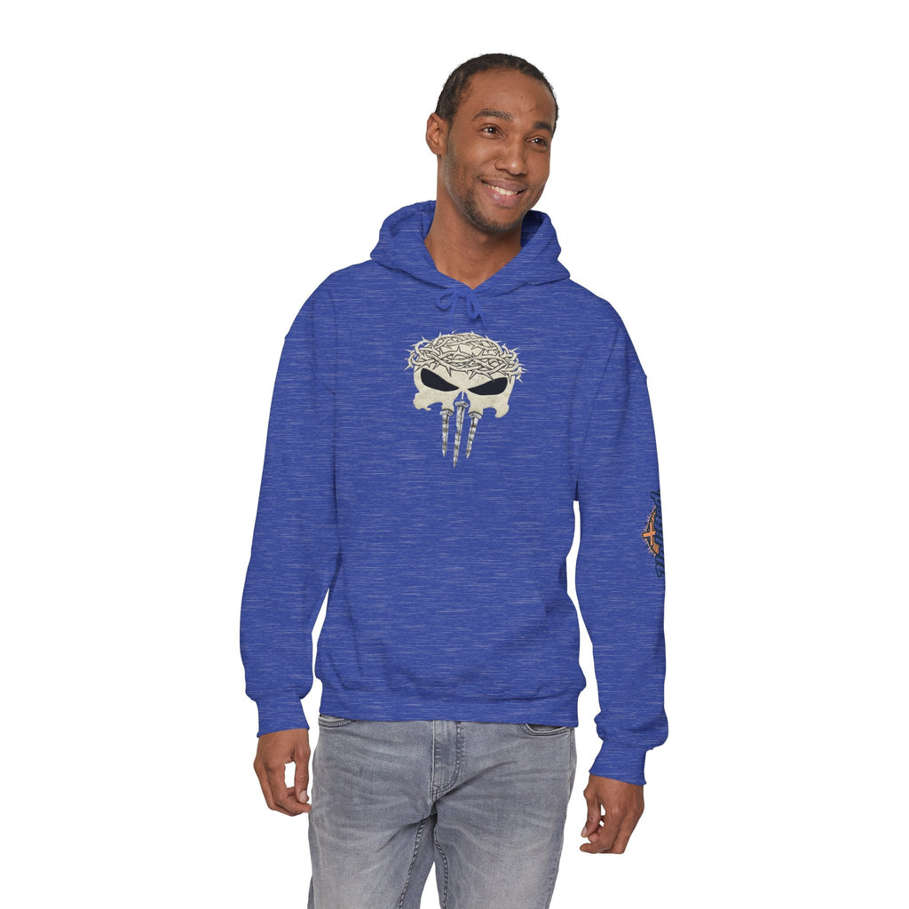 Christian Skull Hoodie - Crown of Thorns & Nails - Warrior Faith Hoodie Printify