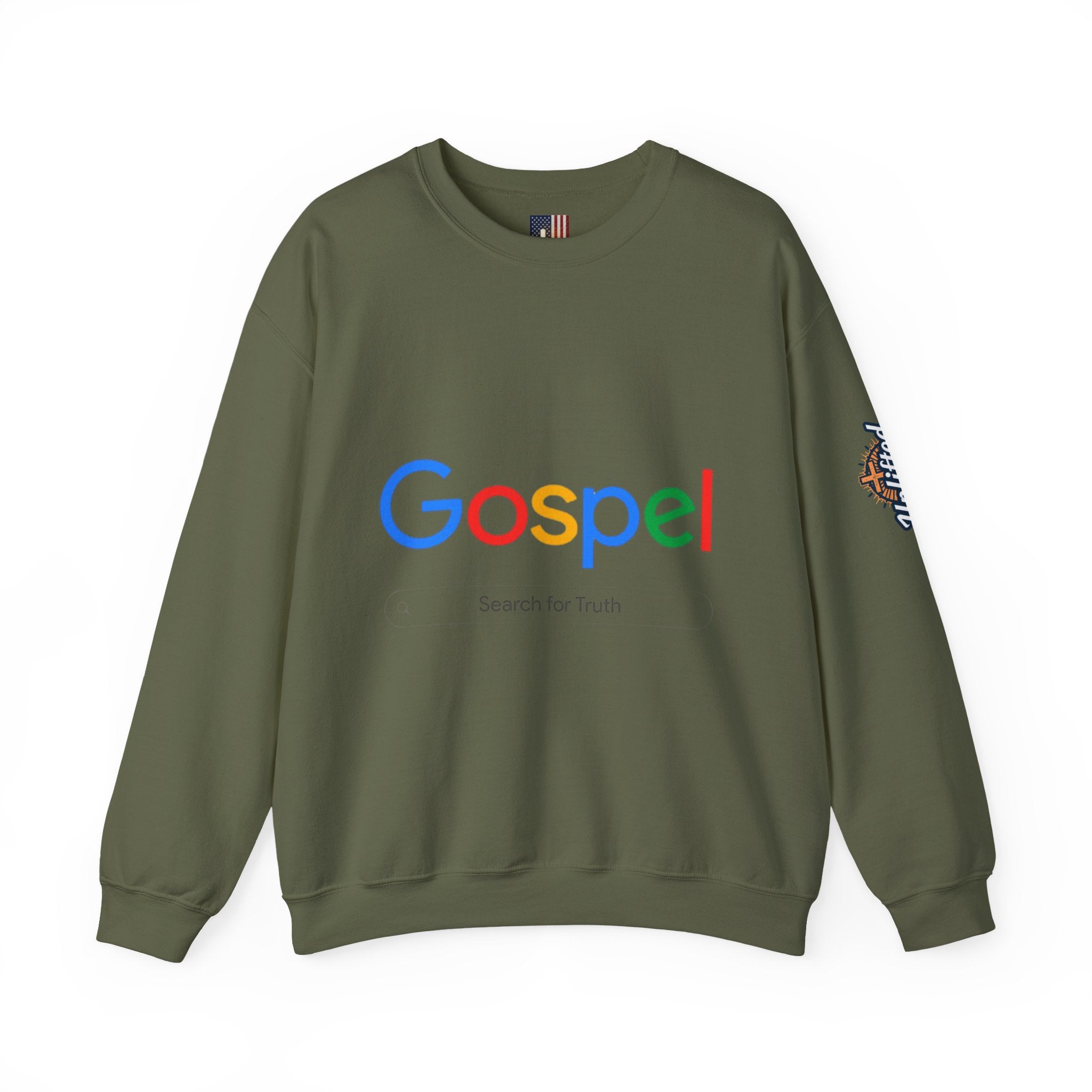 Gospel Graphic Sweatshirt — "Gospel" Colorful Logo Christian Sweatshirt Printify