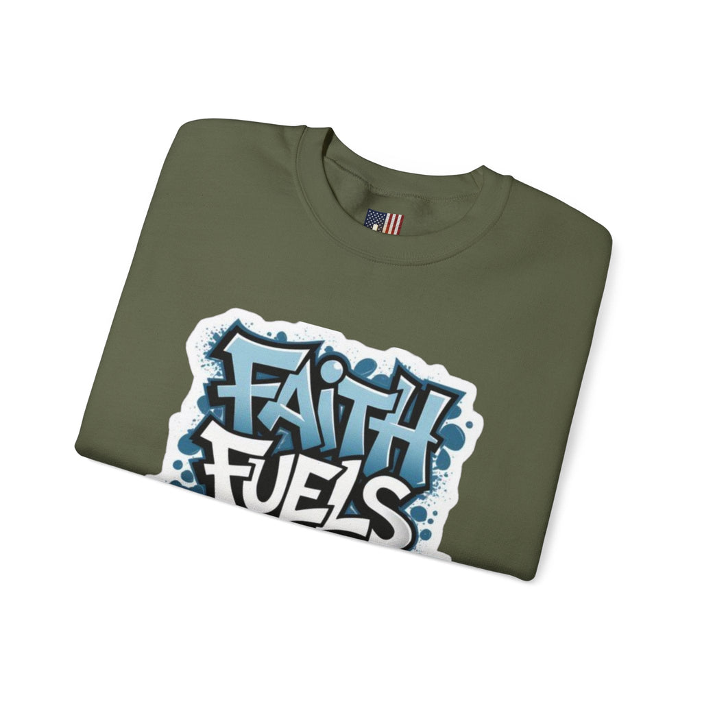 Faith Fuels Purpose Sweatshirt – Inspirational Christian Sweatshirt for Divine Drive & Unstoppable Belief Printify
