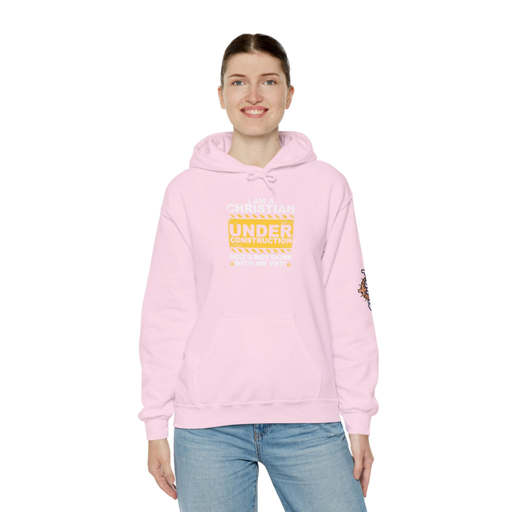 Christian Under Construction Hoodie | God Is Not Done With Me Yet Hoodie Printify