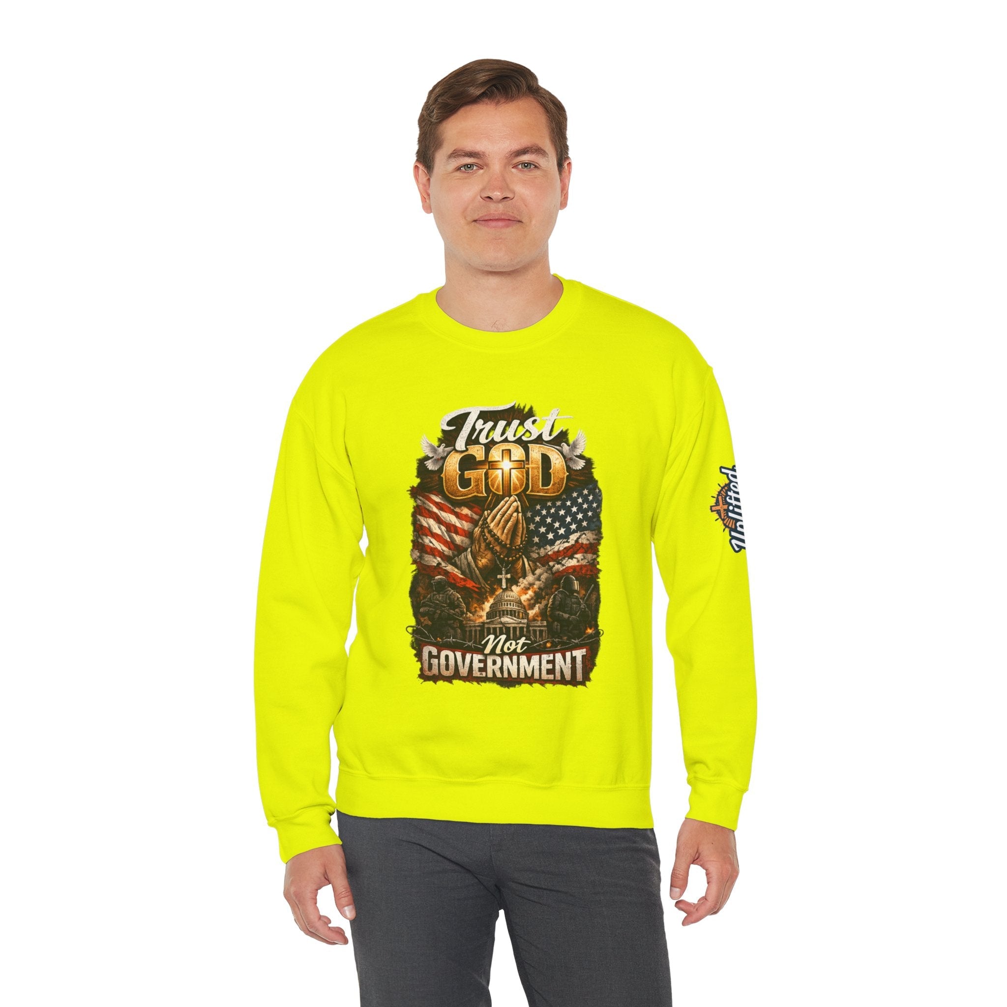 Trust God Not Government Sweatshirt — Vintage Patriotic Christian Sweatshirt Printify