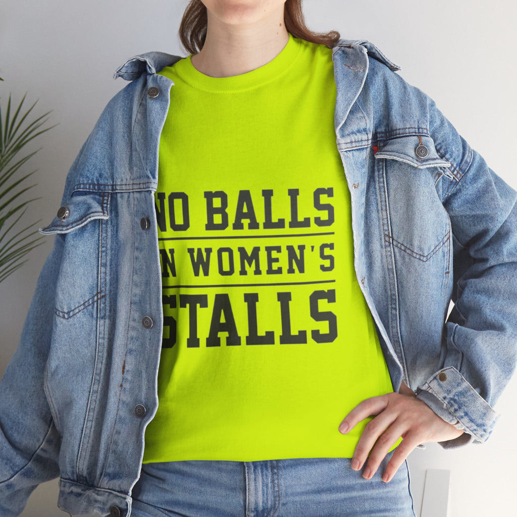 No Balls in Women's Stalls Retro Protest T-Shirt Printify