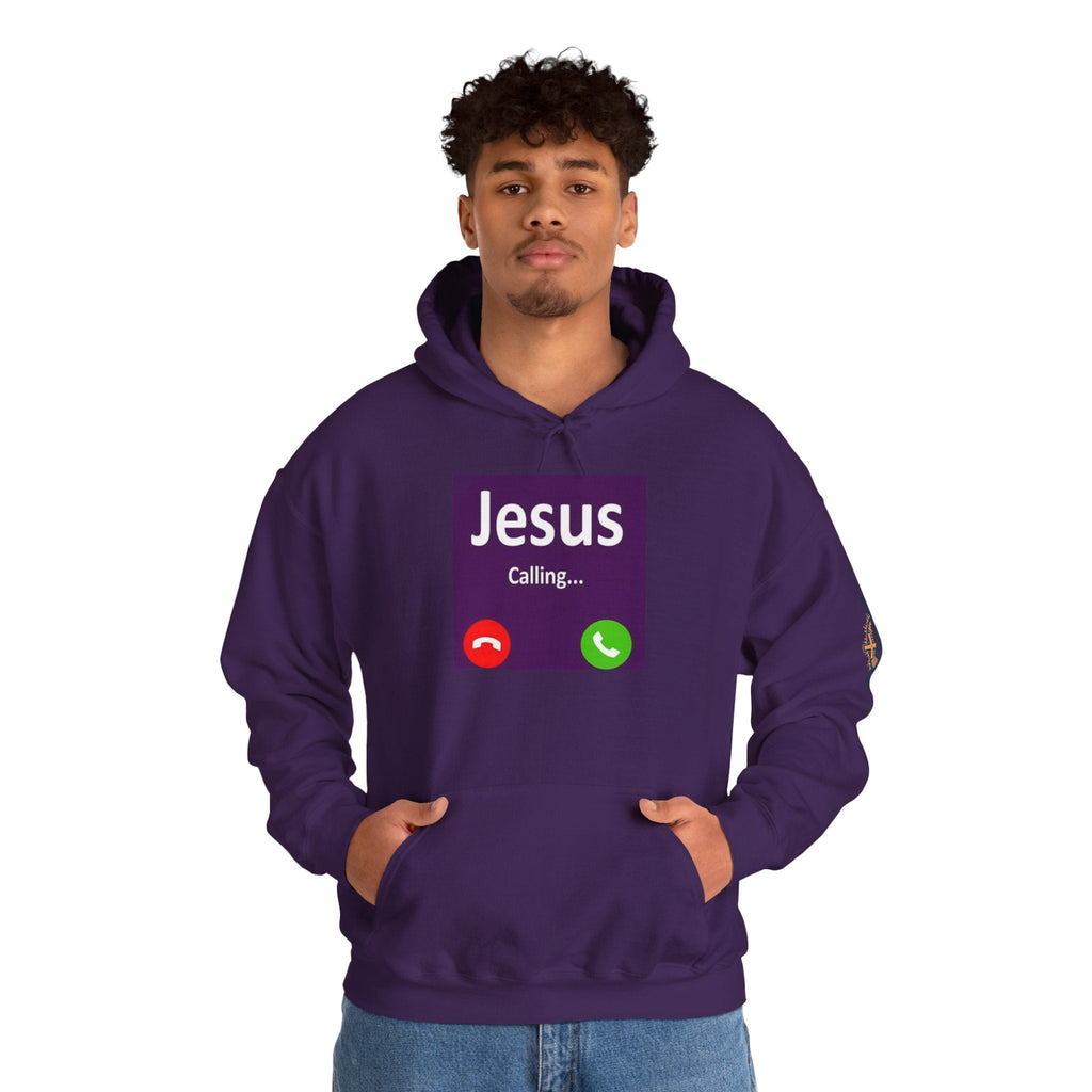 Jesus Calling Hoodie – Funny Cell Phone Screen Christian Sweatshirt for Divine Connection & Faith Humor Printify