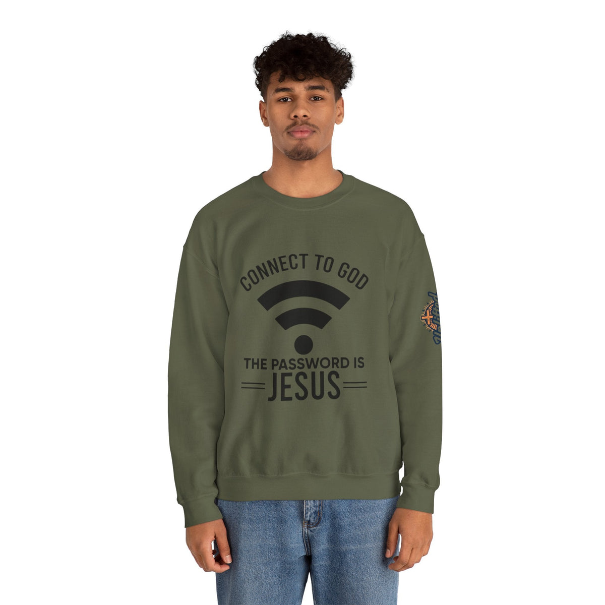 Connect to God Sweatshirt - WIFI Password is Jesus - Funny Christian Faith Sweatshirt Printify