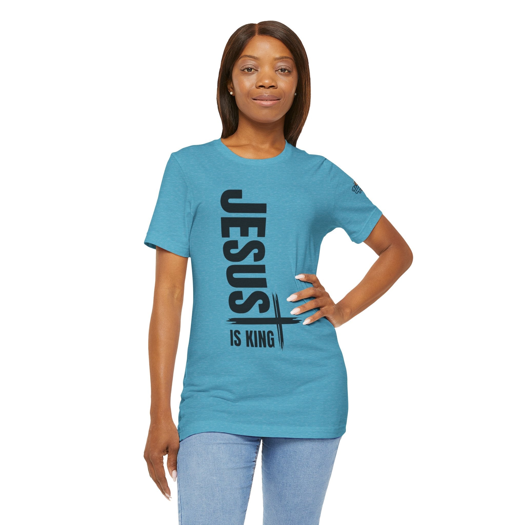 Jesus Is King T-shirt | Modern Typographic Cross Christian T-shirt Printify