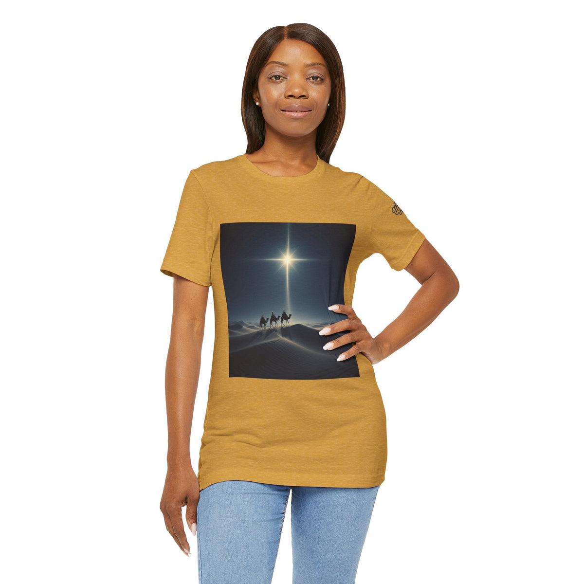 3 Wise Men T-shirt – Magi Camels Nativity Journey Christian Christmas T-shirt for Epiphany Faith & Holy Night Printify