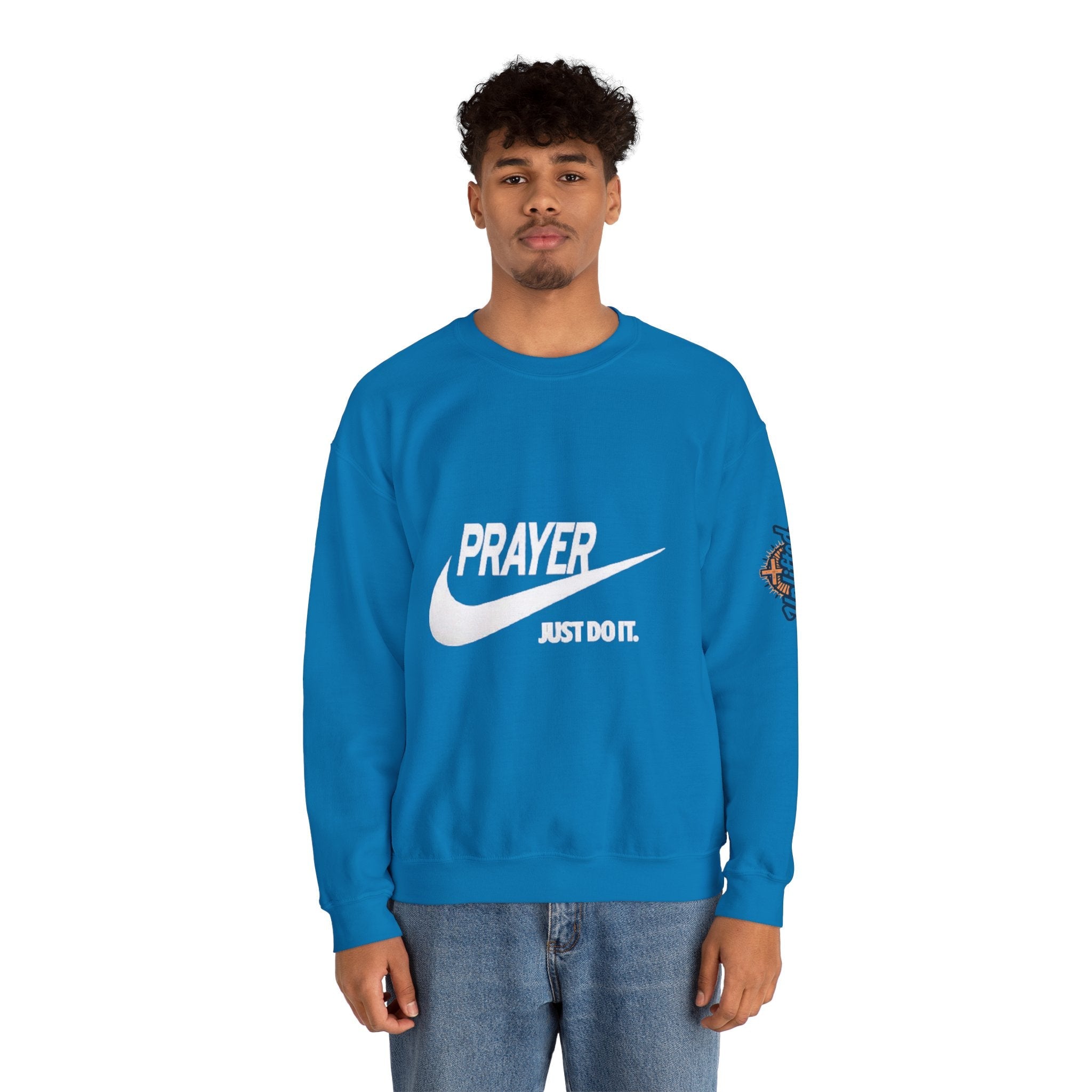 Prayer Just Do It Sweatshirt - Funny Christian Nike Parody Sweatshirt - Faith Gear Printify