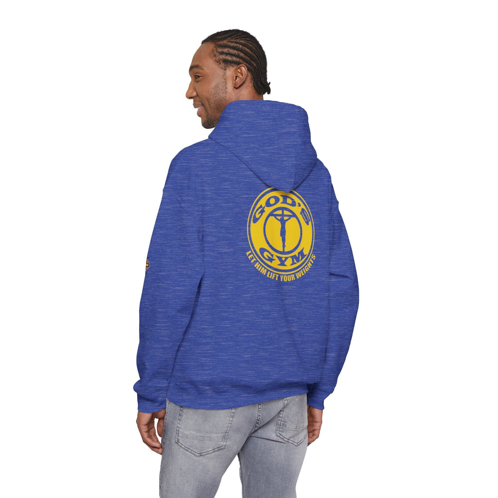 God's Gym Hoodie — "Let Him Lift Your Weights" Christian Fitness Hoodie Printify