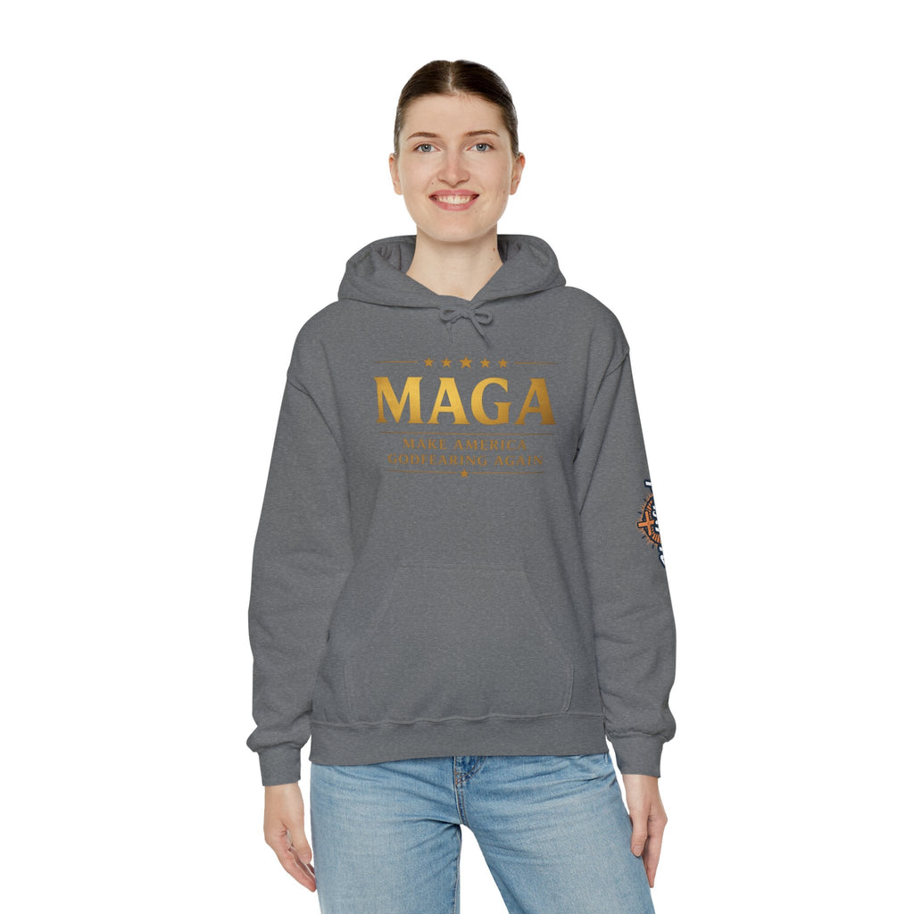 Hoodie - MAGA "Make America Godfearing Again" Political Graphic Hoodie Printify