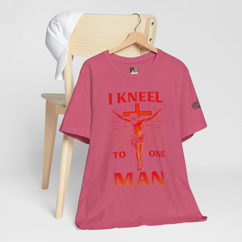 I Kneel to One Man T-shirt – Crucifixion Christian T-shirt for Unashamed Devotion & Bold Faith Printify