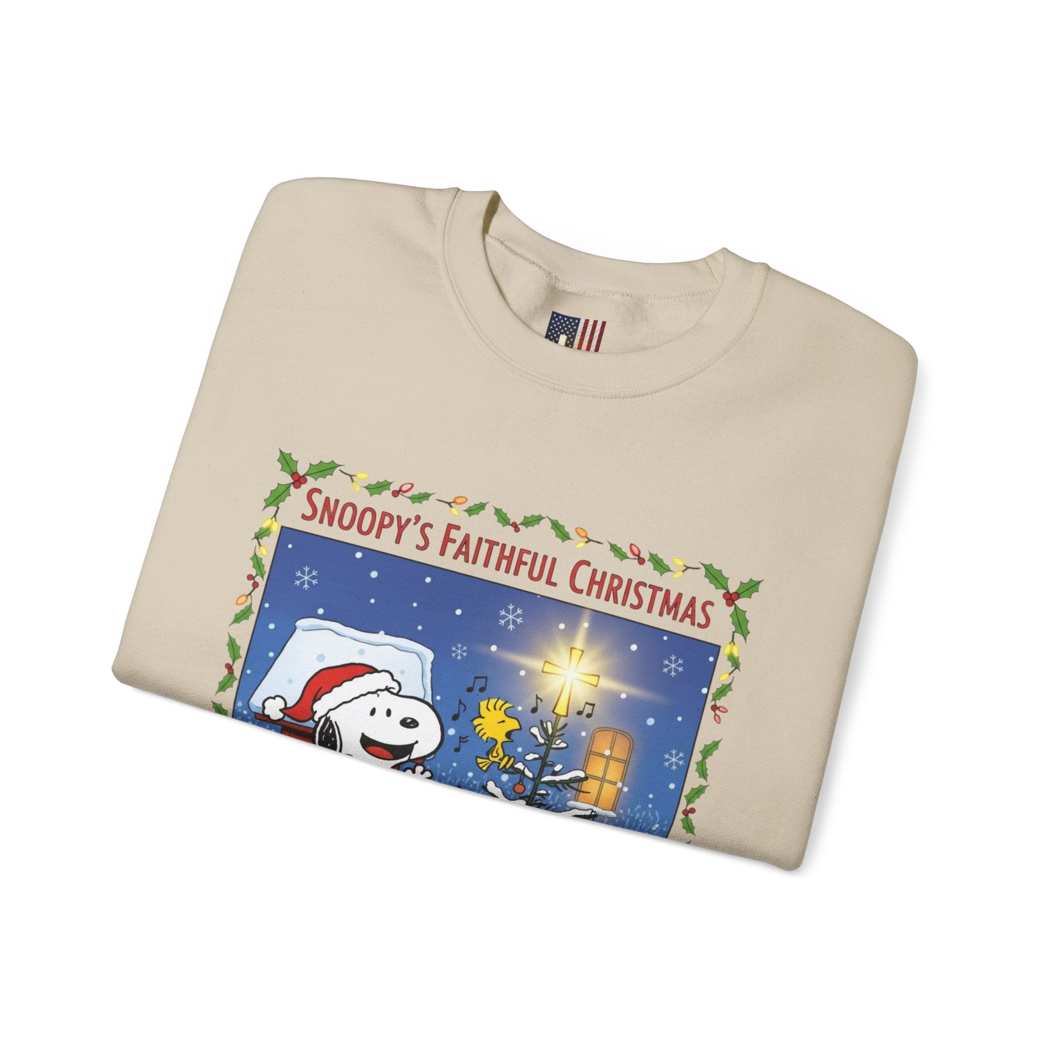 🎄 Faithful Christmas Friends – Christian Holiday Sweatshirt | Festive Tree & Cartoon Duo | Heartwarming Christmas Tee by Uplifted Gear Printify