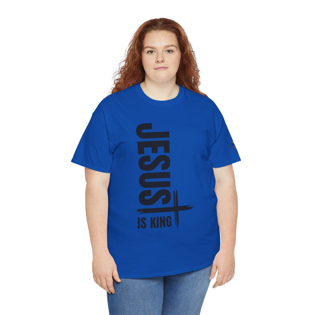 Jesus Is King T-shirt | Modern Typographic Cross Christian T-shirt Printify