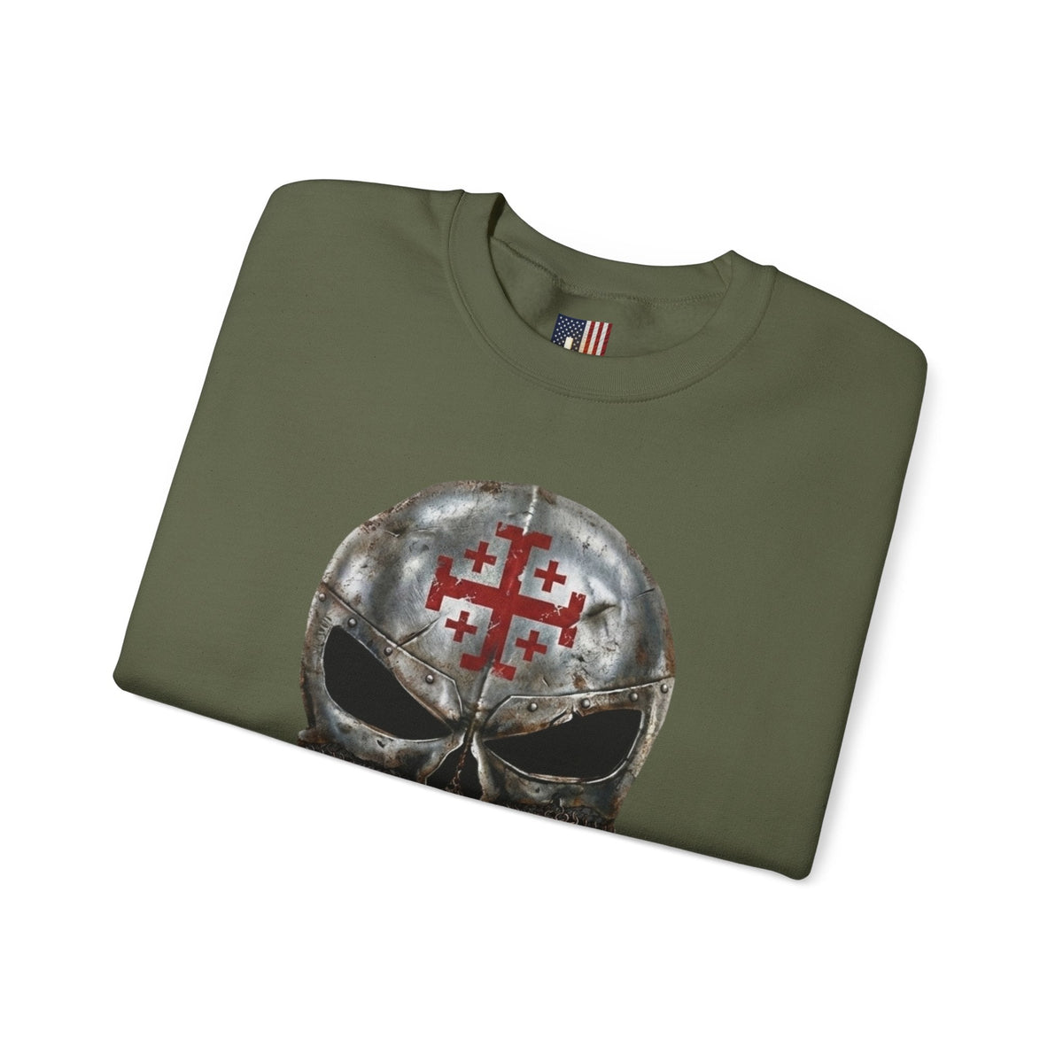 Crusader Knight Christian Skull Sweatshirt - Warrior Armor of God Sweatshirt Printify