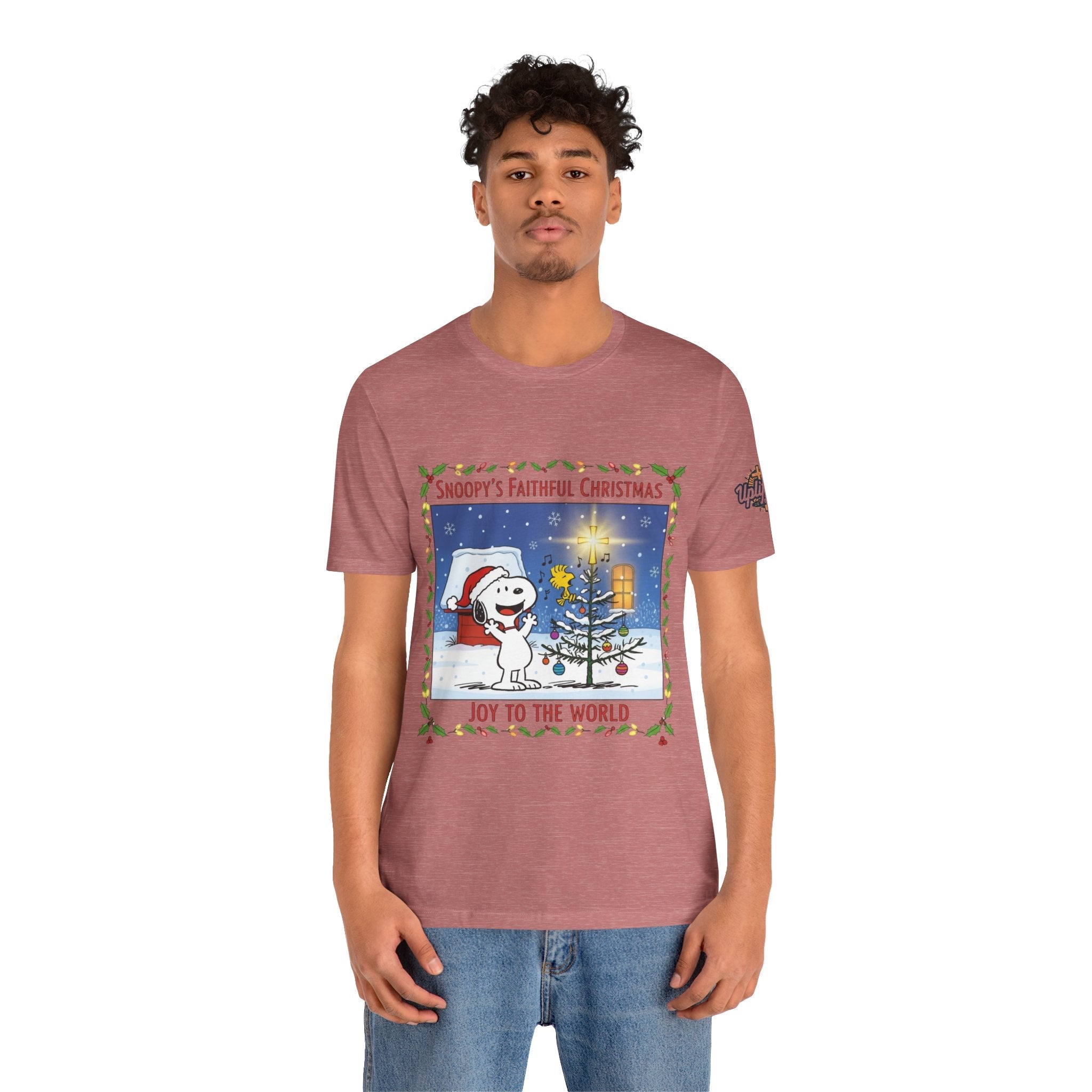 🎄 Faithful Christmas Friends – Christian Holiday T-Shirt | Festive Tree & Cartoon Duo | Heartwarming Christmas Tee by Uplifted Gear Printify