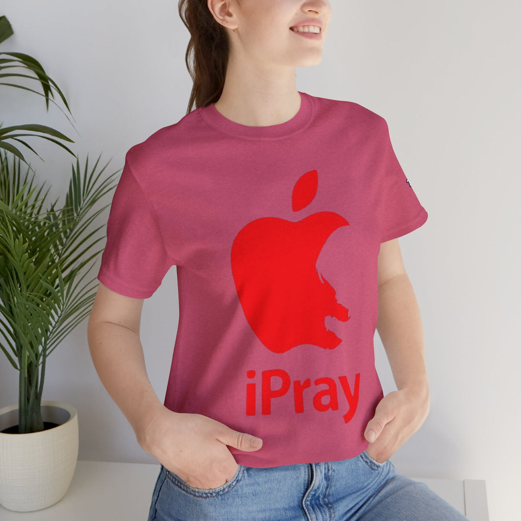iPray Red Apple Christian T-Shirt — Faith Graphic Tee Printify