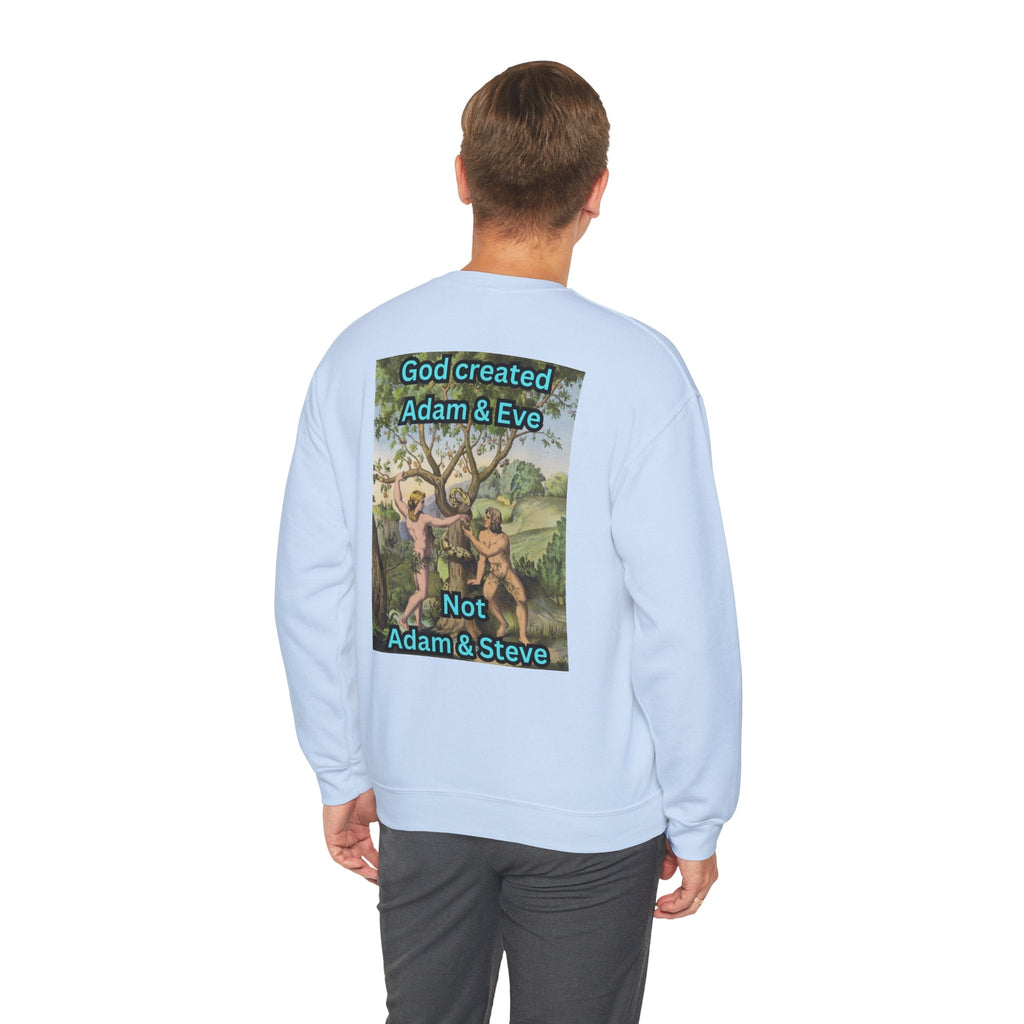 God Created Adam and Eve Sweatshirt – Biblical Truth Christian Sweatshirt for Unshakable Faith Printify