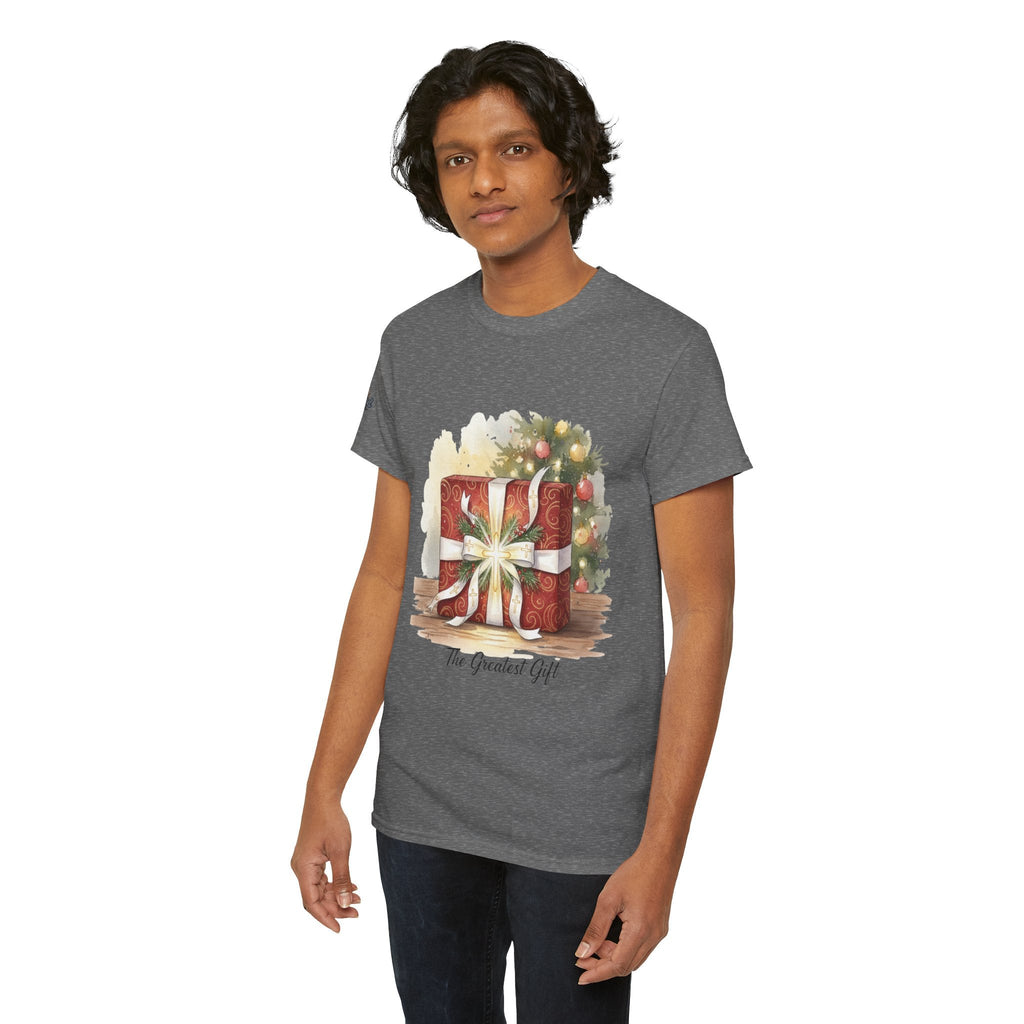 The Greatest Gift T-shirt – Cross Bow Present Christian T-shirt for Christmas Salvation & Eternal Faith Printify