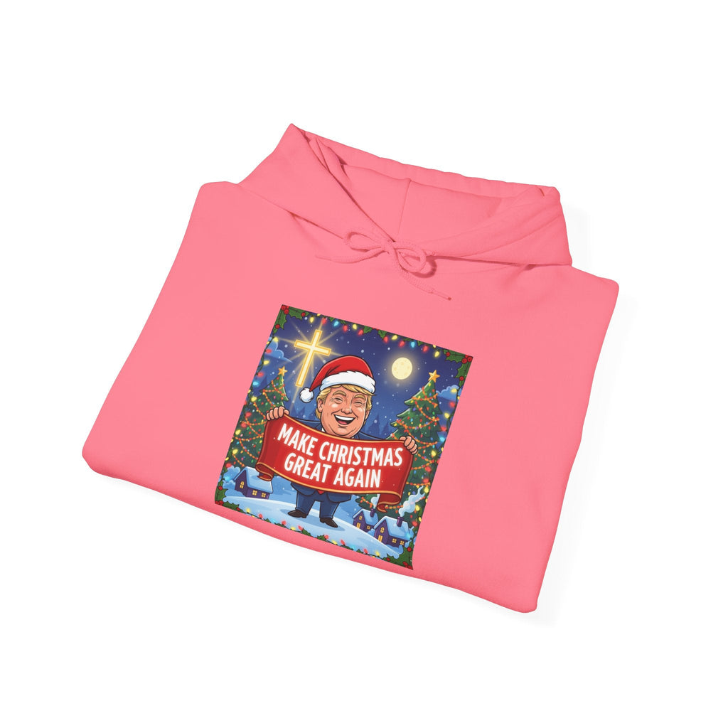 🎄 Make Christmas Great Again – Patriotic Christian Christmas Hoodie | Bold Holiday Faith Tee | Red & White Banner Design | Uplifted Gear Printify