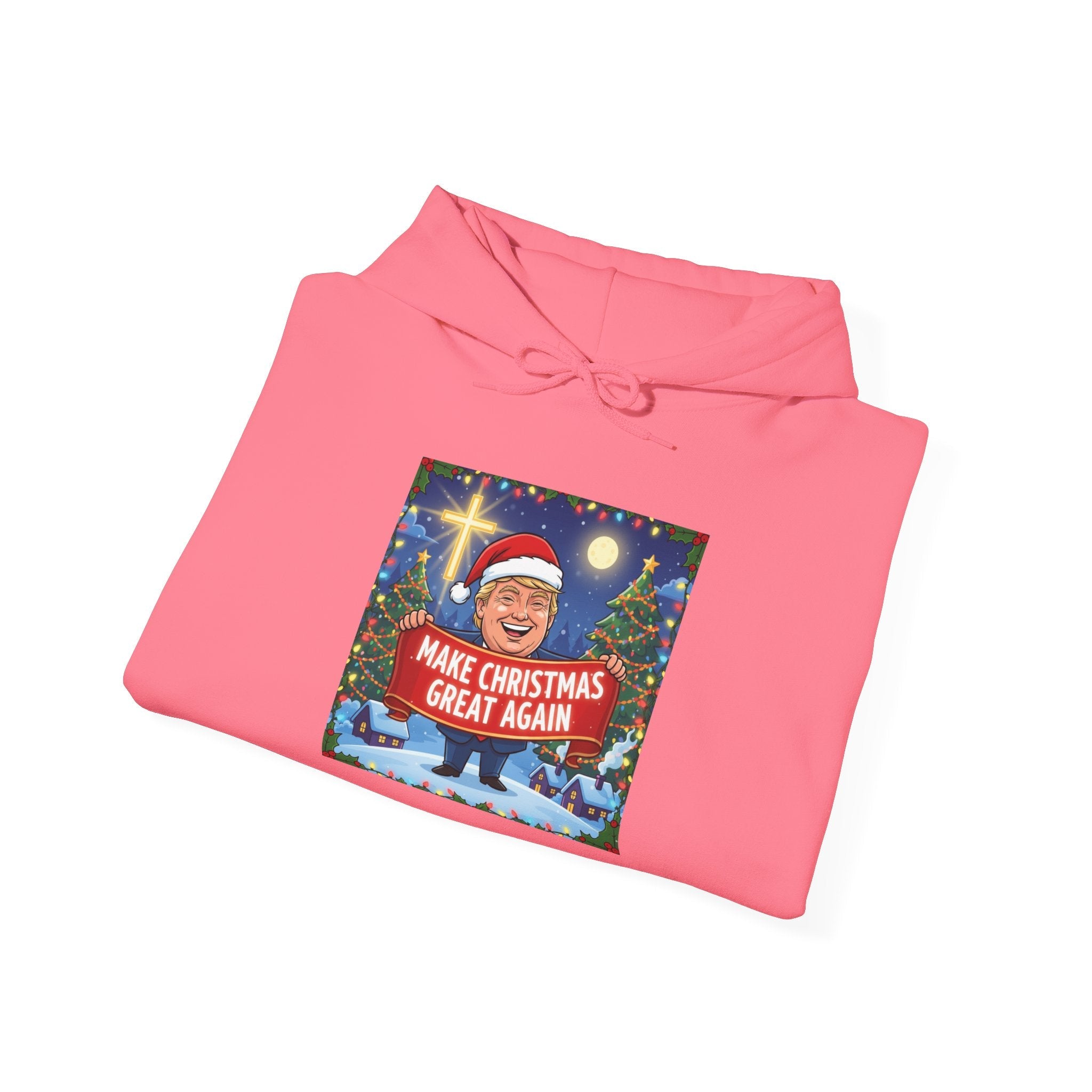 🎄 Make Christmas Great Again – Patriotic Christian Christmas Hoodie | Bold Holiday Faith Tee | Red & White Banner Design | Uplifted Gear Printify