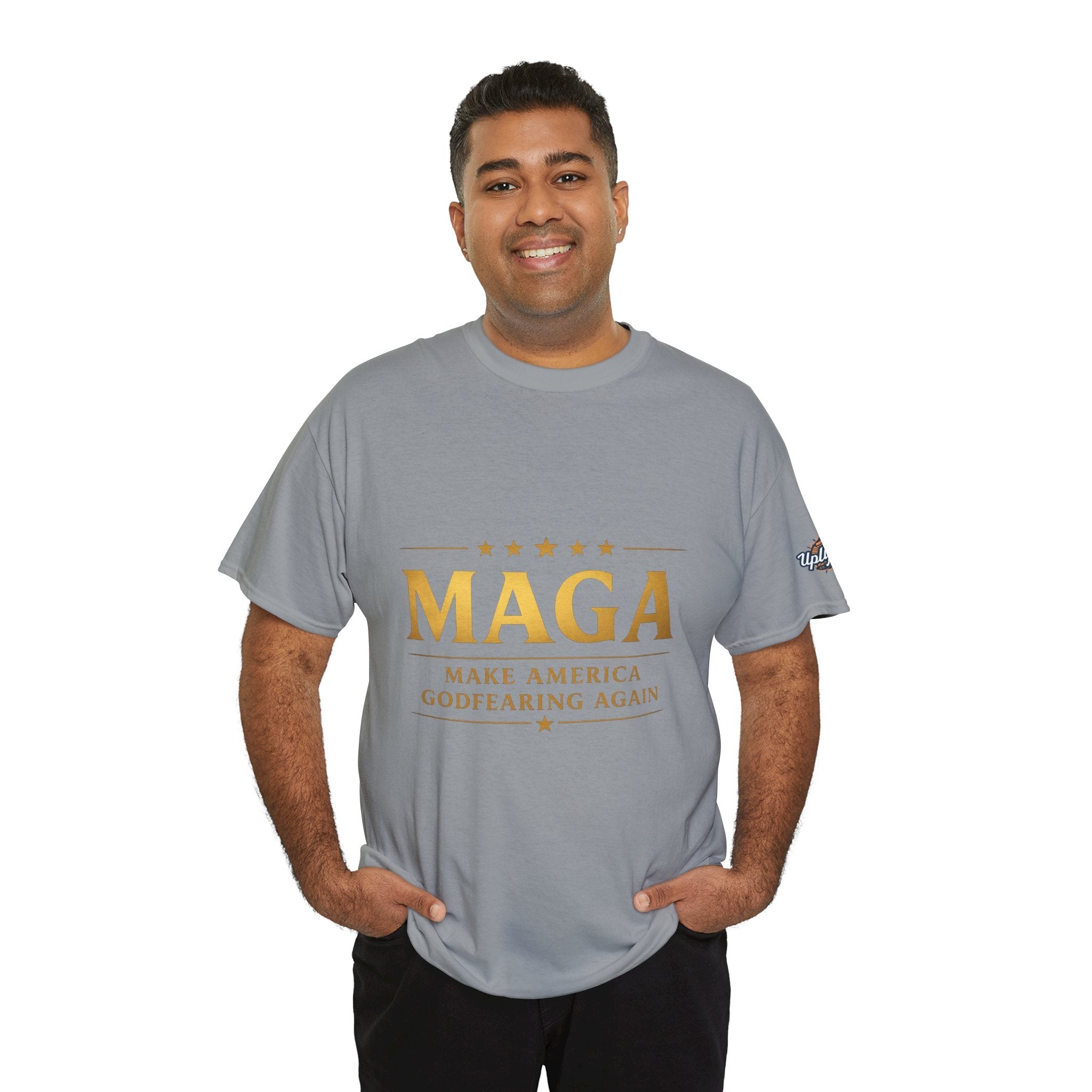 MAGA Gold Letter T-Shirt — "Make America Great Again" Printify