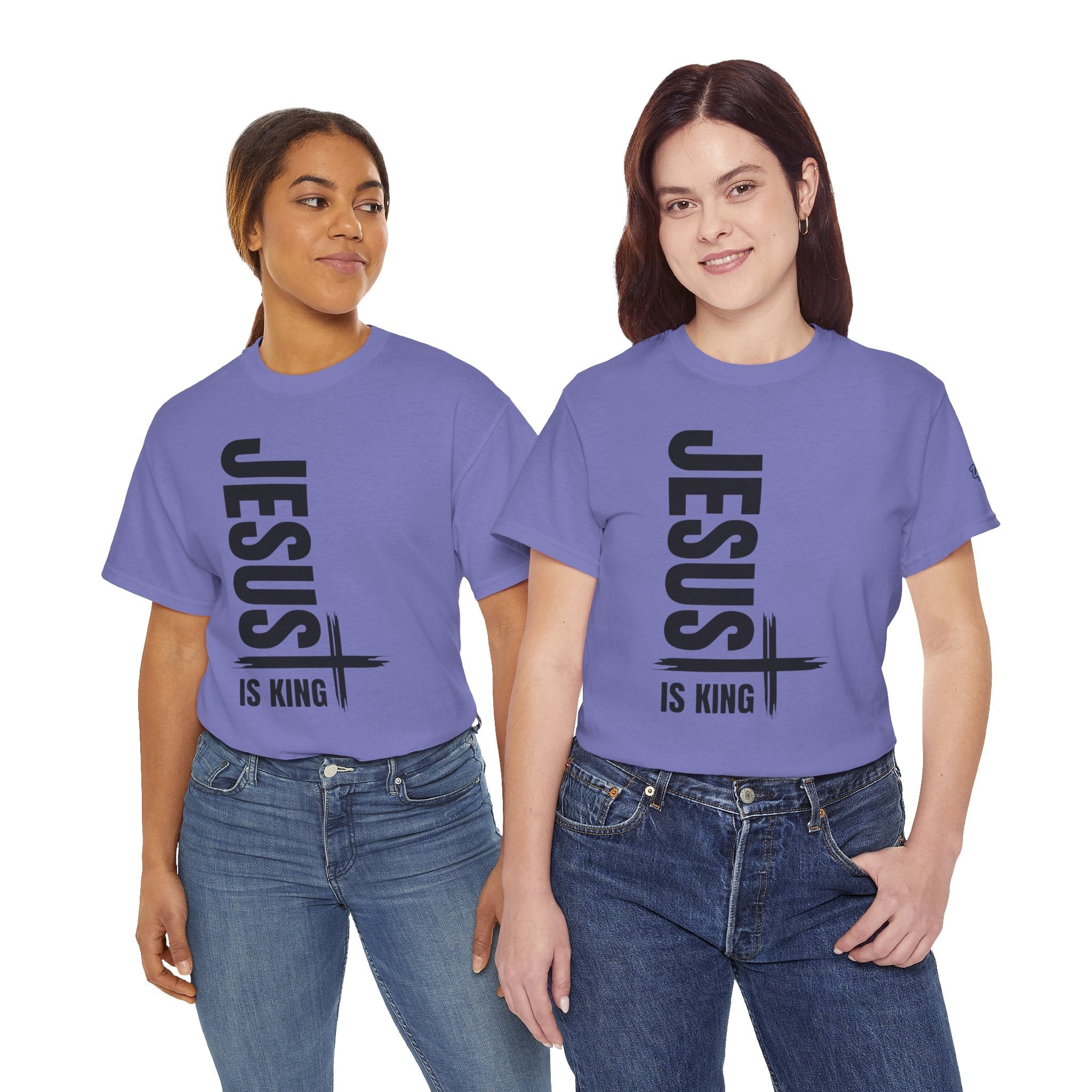 Jesus Is King T-shirt | Modern Typographic Cross Christian T-shirt Printify