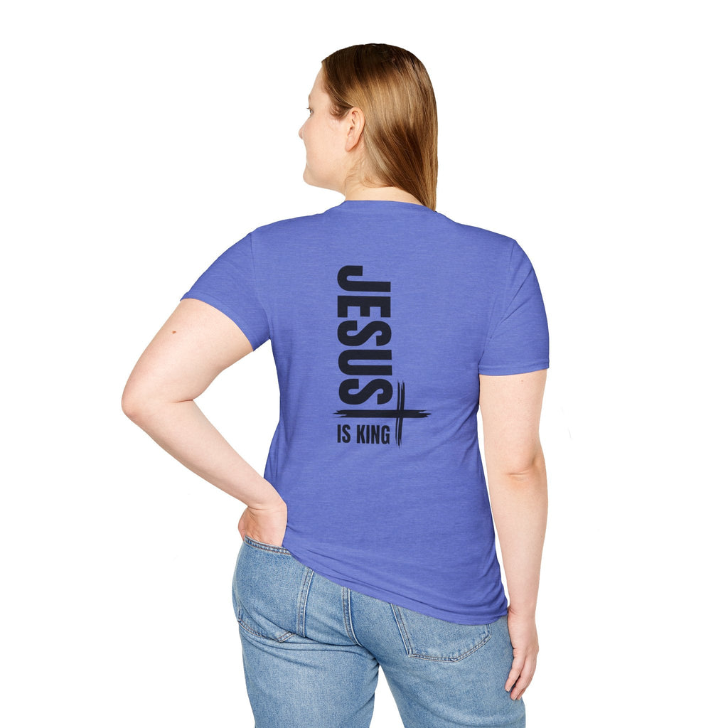 Jesus Is King T-shirt | Modern Typographic Cross Christian T-shirt Printify