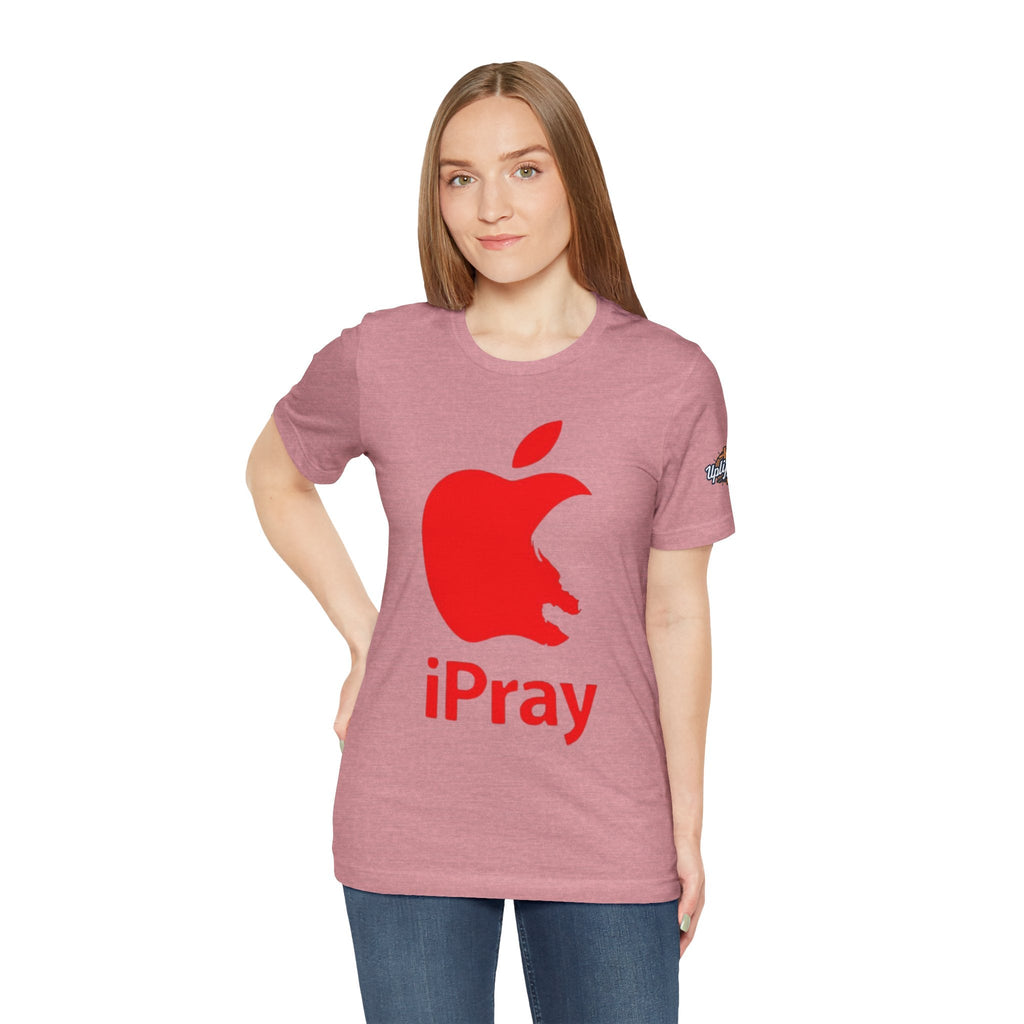 iPray Red Apple Christian T-Shirt — Faith Graphic Tee Printify