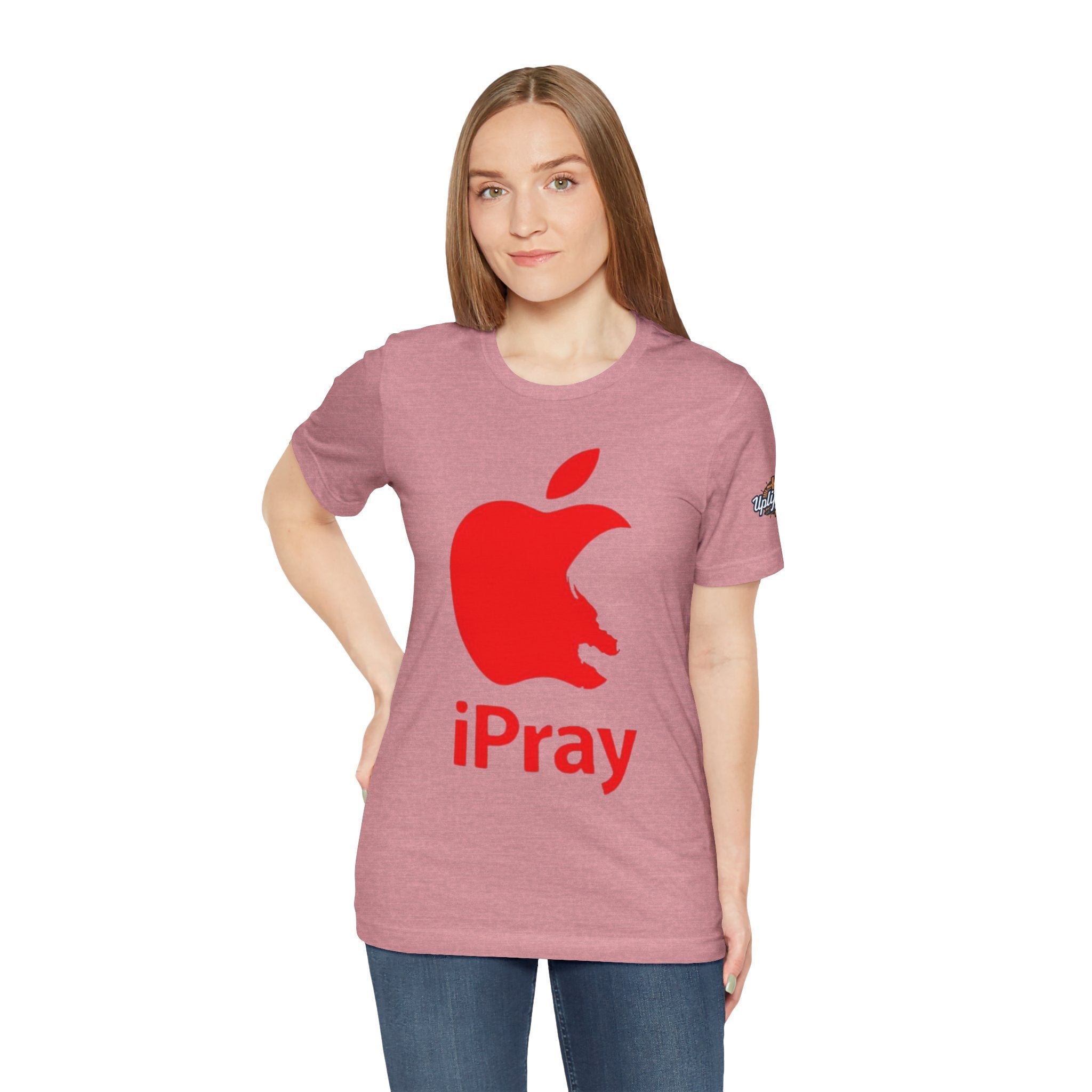 iPray Red Apple Christian T-Shirt — Faith Graphic Tee Printify