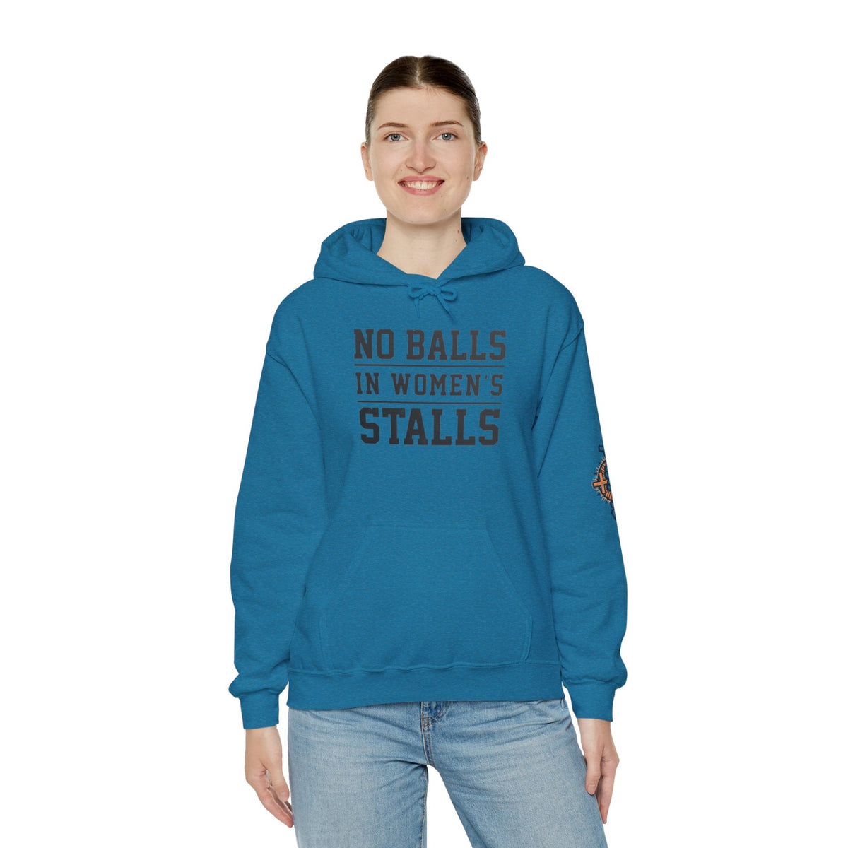 "No Balls in Women's Stalls" Statement Hoodie — Protest Sweatshirt Printify