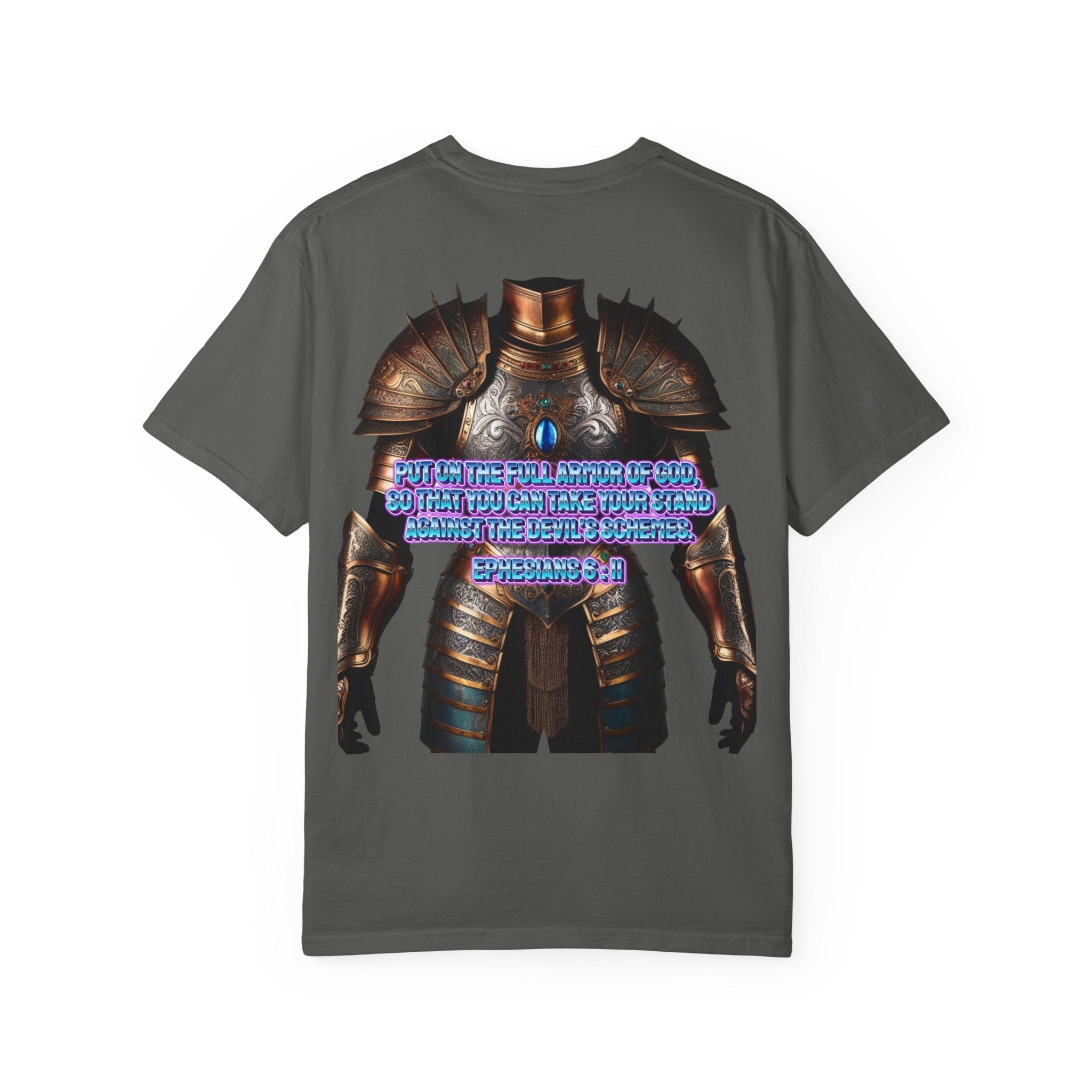 Religious Graphic Tee with Armor Of God Design - Unisex Garment-Dyed T-shirt Printify