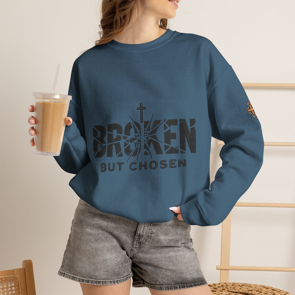 Broken But Chosen Crewneck Sweatshirt Printify