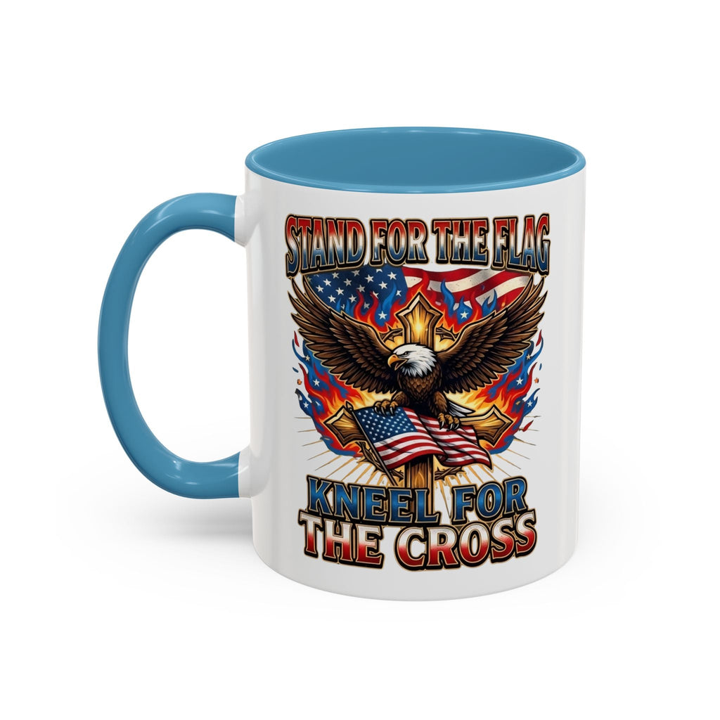 Patriotic Eagle Coffee Mug — "Stand for the Flag, Kneel for the Cross" (11/15oz) Printify