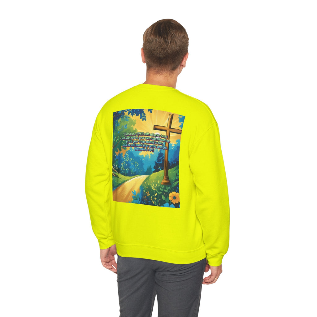 Trust in The Lord Proverbs 3:5-6 Biblical Design Crewneck Sweatshirt Printify