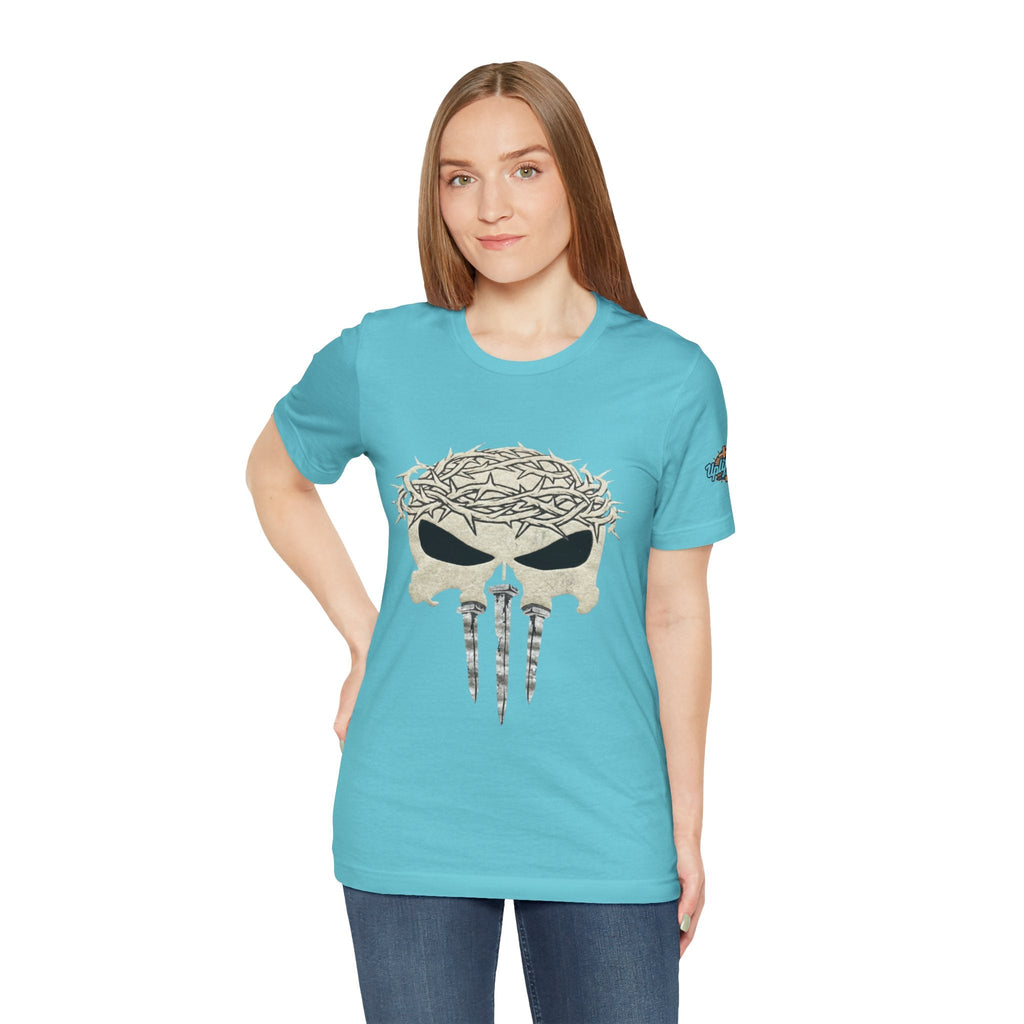 Christian Skull T-shirt - Crown of Thorns & Nails - Warrior Faith T-shirt Printify